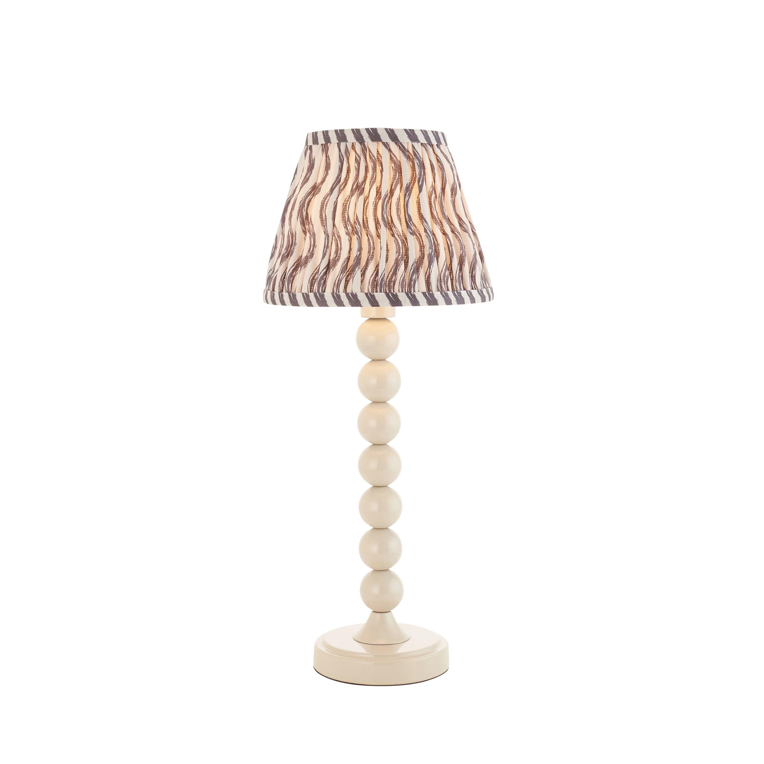 Higgledy White Table Lamp & Ripple 20cm Pearl Grey Shade