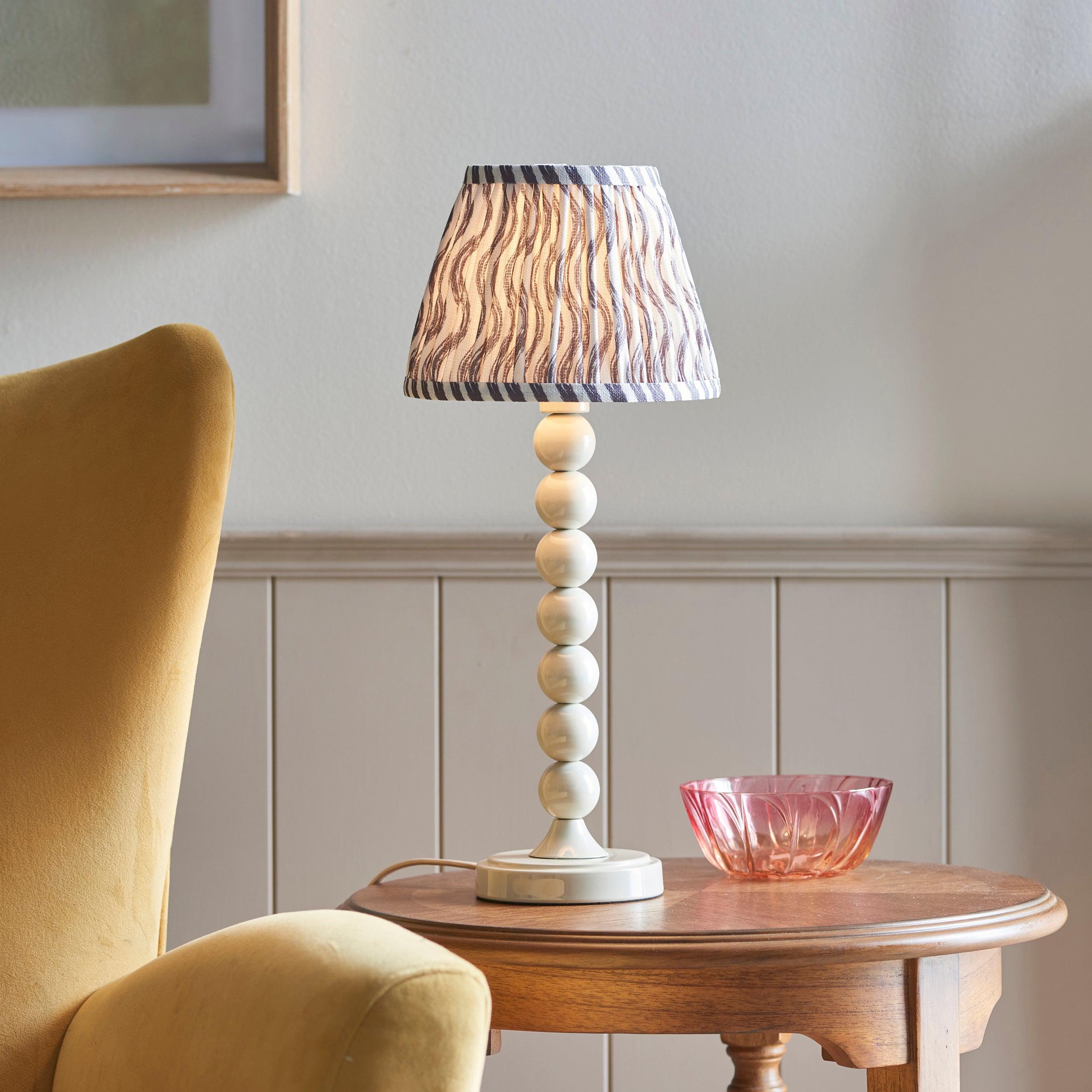 Higgledy White Table Lamp & Ripple 20cm Pearl Grey Shade