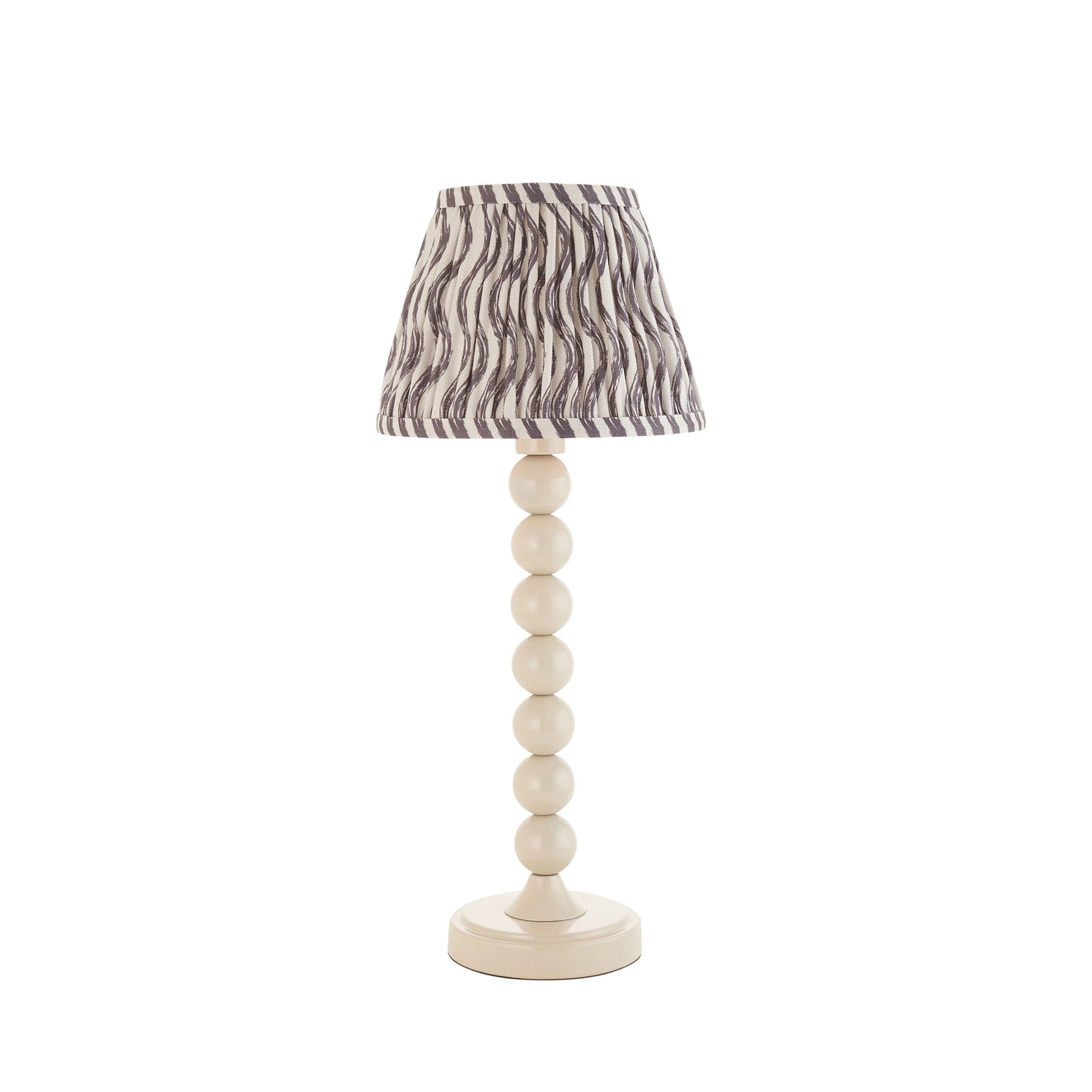 Higgledy White Table Lamp & Ripple 20cm Pearl Grey Shade