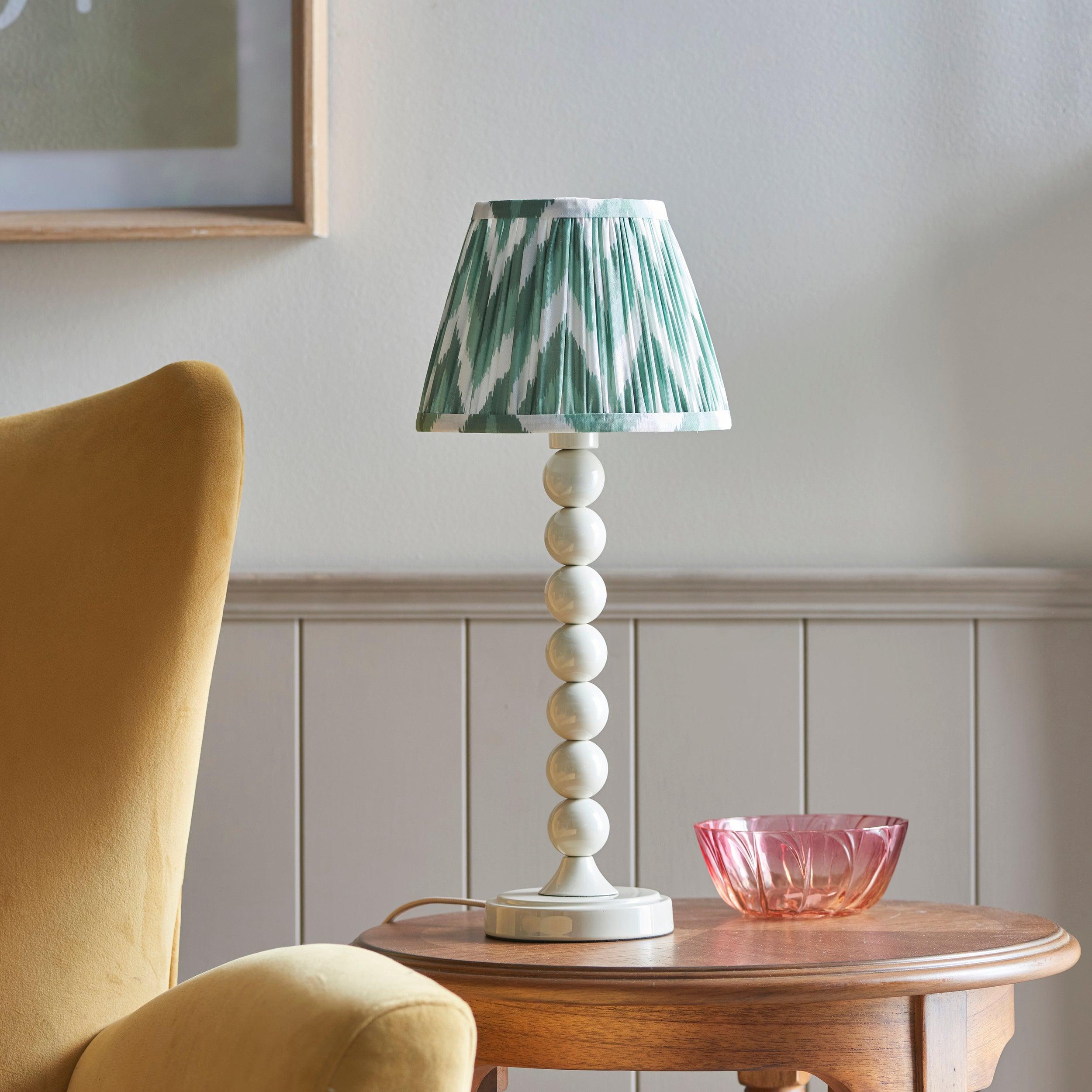 Higgledy White Table Lamp & Zigzag 20cm Cotswold Green Shade