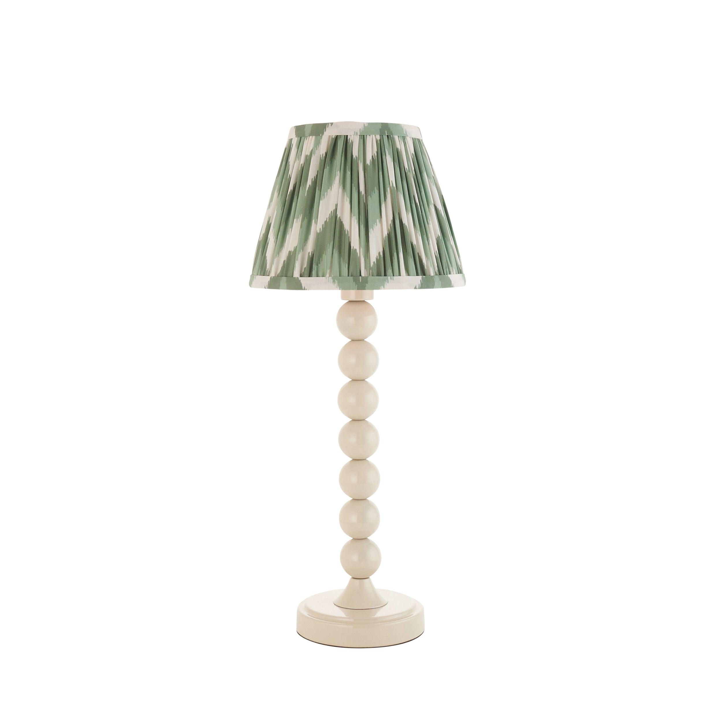 Higgledy White Table Lamp & Zigzag 20cm Cotswold Green Shade