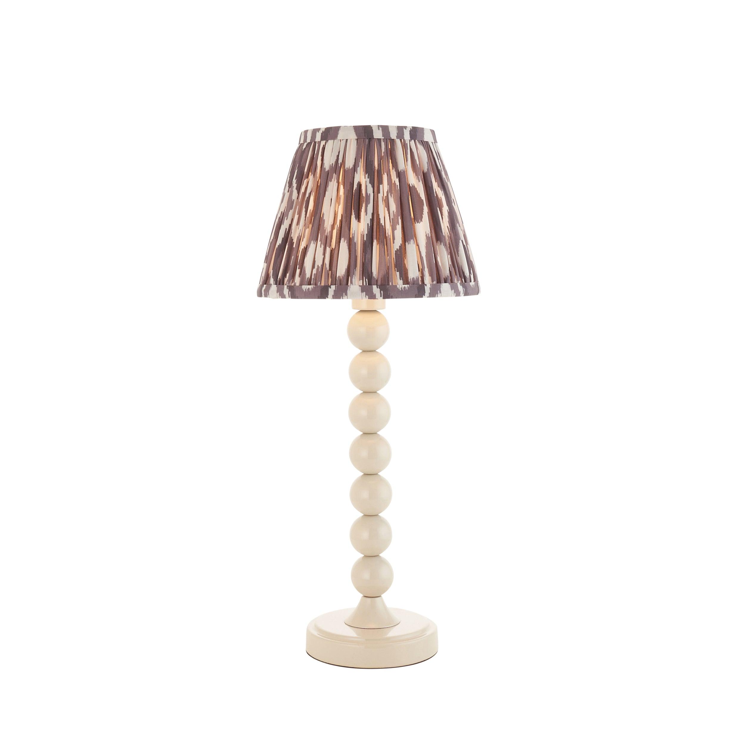 Higgledy White Table Lamp & Ikat 20cm Pearl Grey Shade