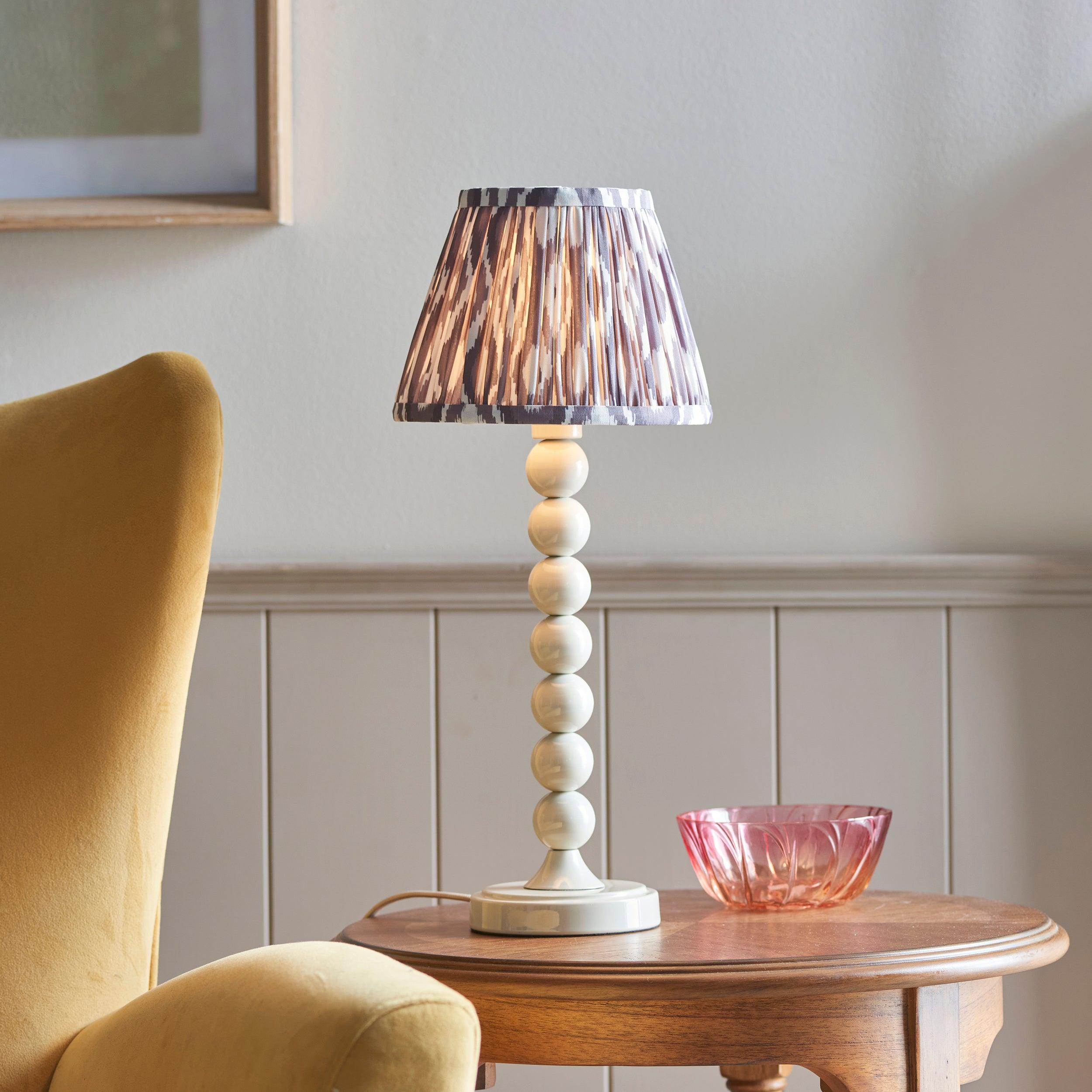 Higgledy White Table Lamp & Ikat 20cm Pearl Grey Shade