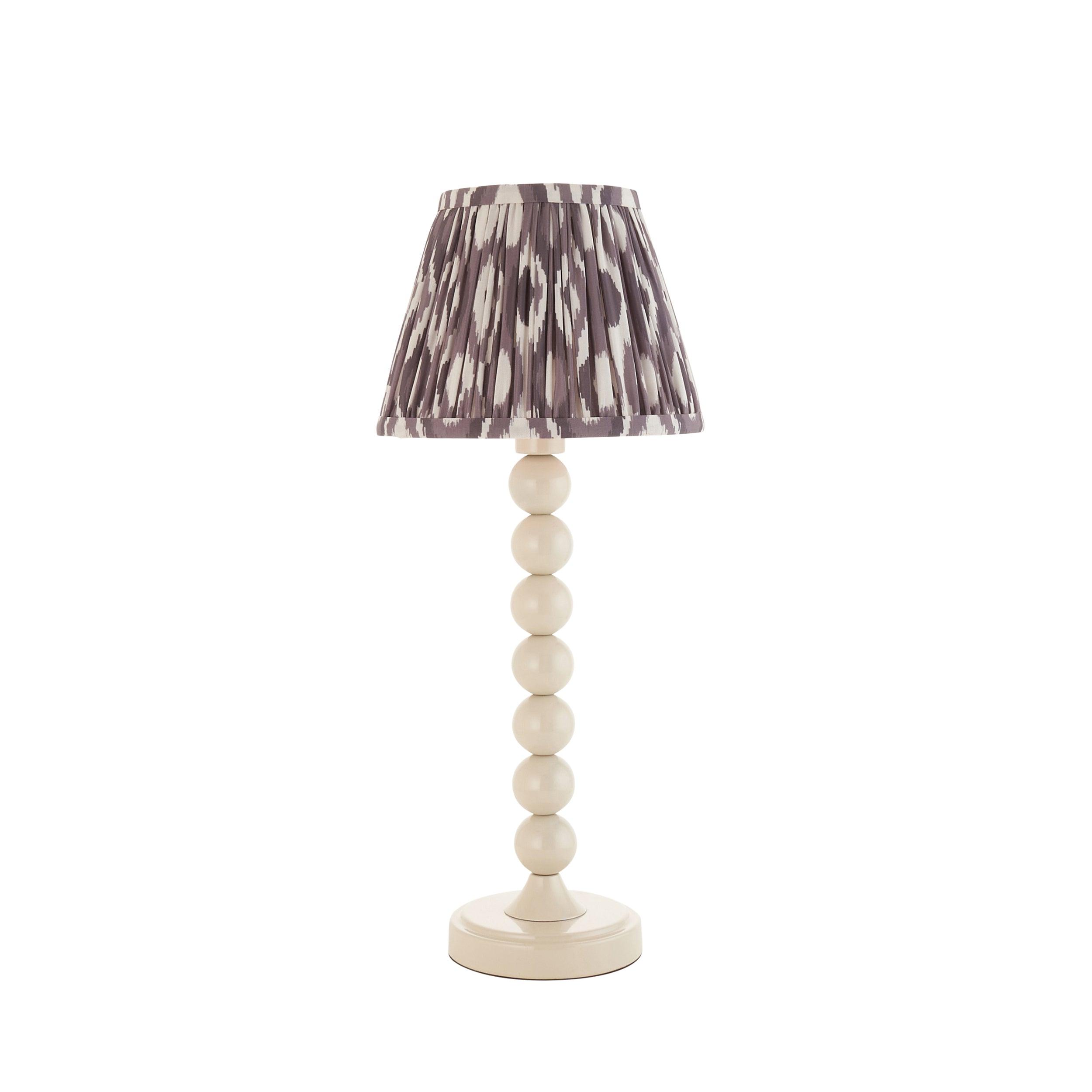 Higgledy White Table Lamp & Ikat 20cm Pearl Grey Shade