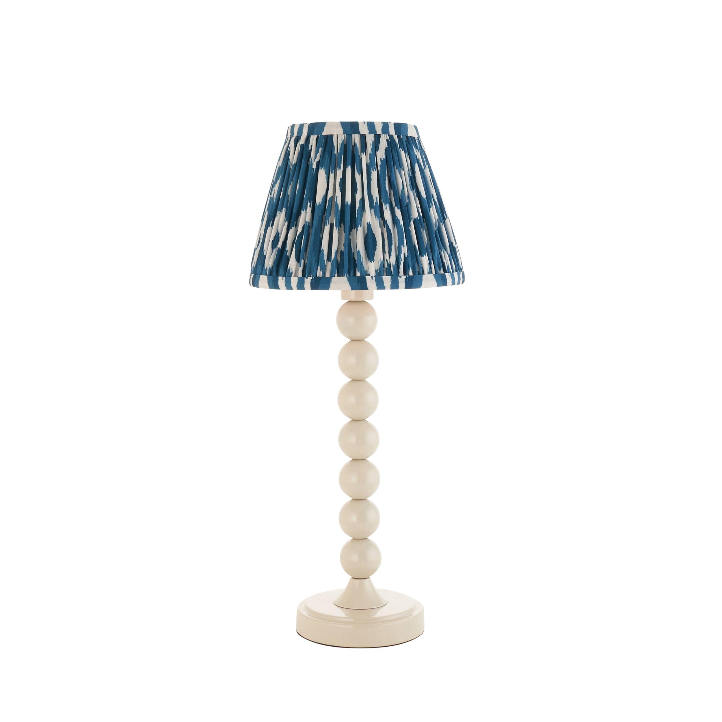 Higgledy White Table Lamp & Ikat 20cm Marlin Blue Shade