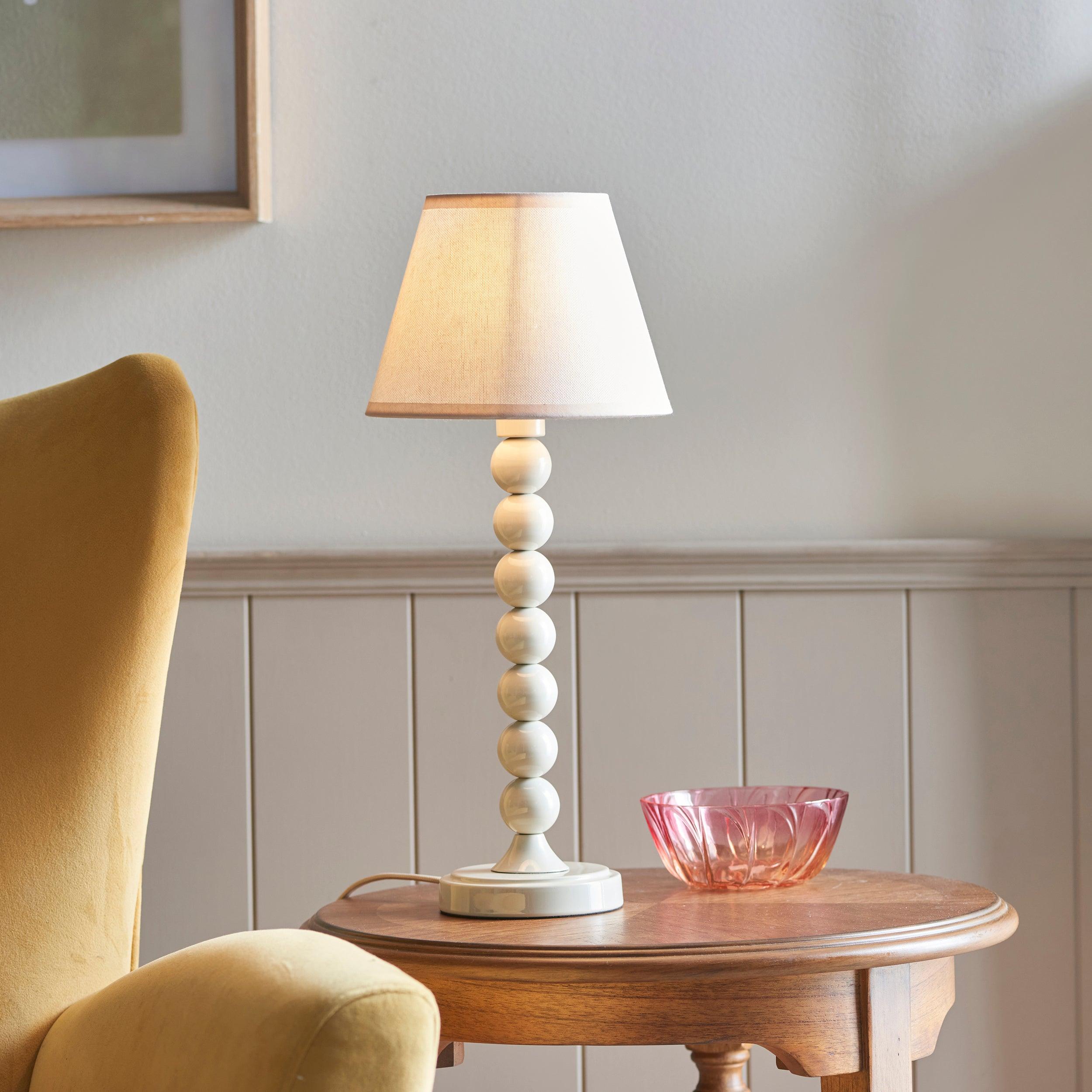 Higgledy White Table Lamp & Ivy 20cm Vintage White Shade