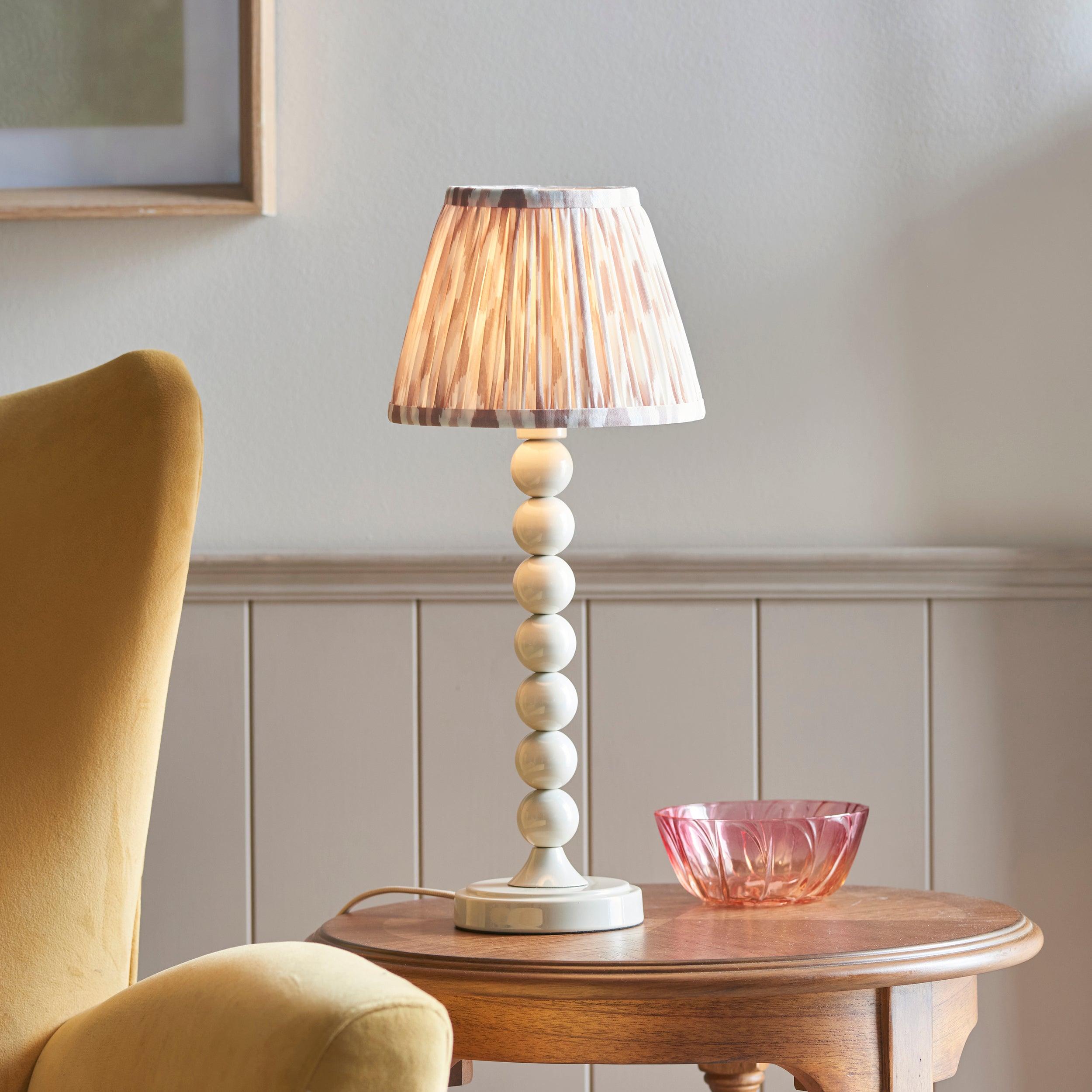 Higgledy White Table Lamp & Ikat 20cm Neutral Shade