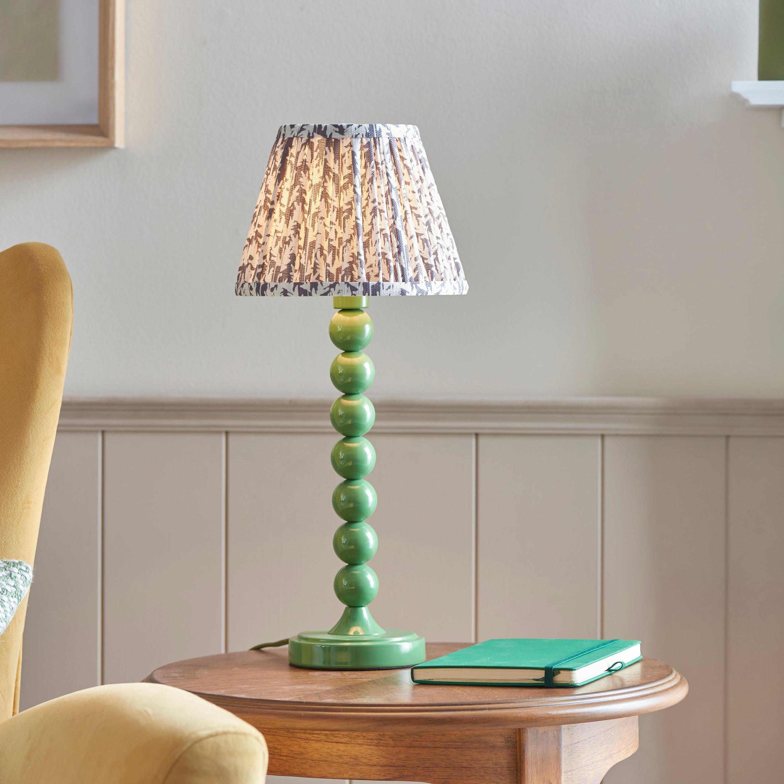 Higgledy Green Table Lamp & Leaf 20cm Pearl Grey Shade