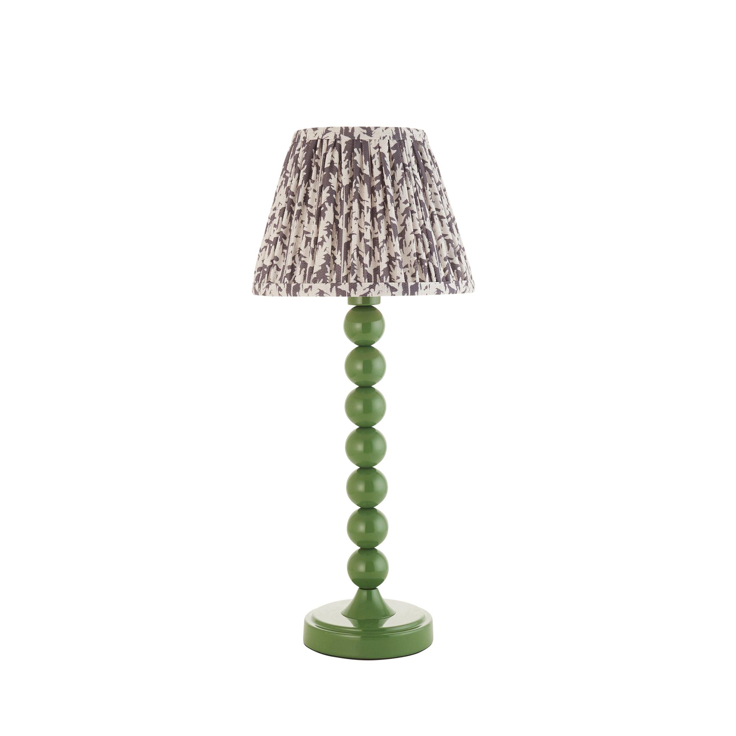 Higgledy Green Table Lamp & Leaf 20cm Pearl Grey Shade