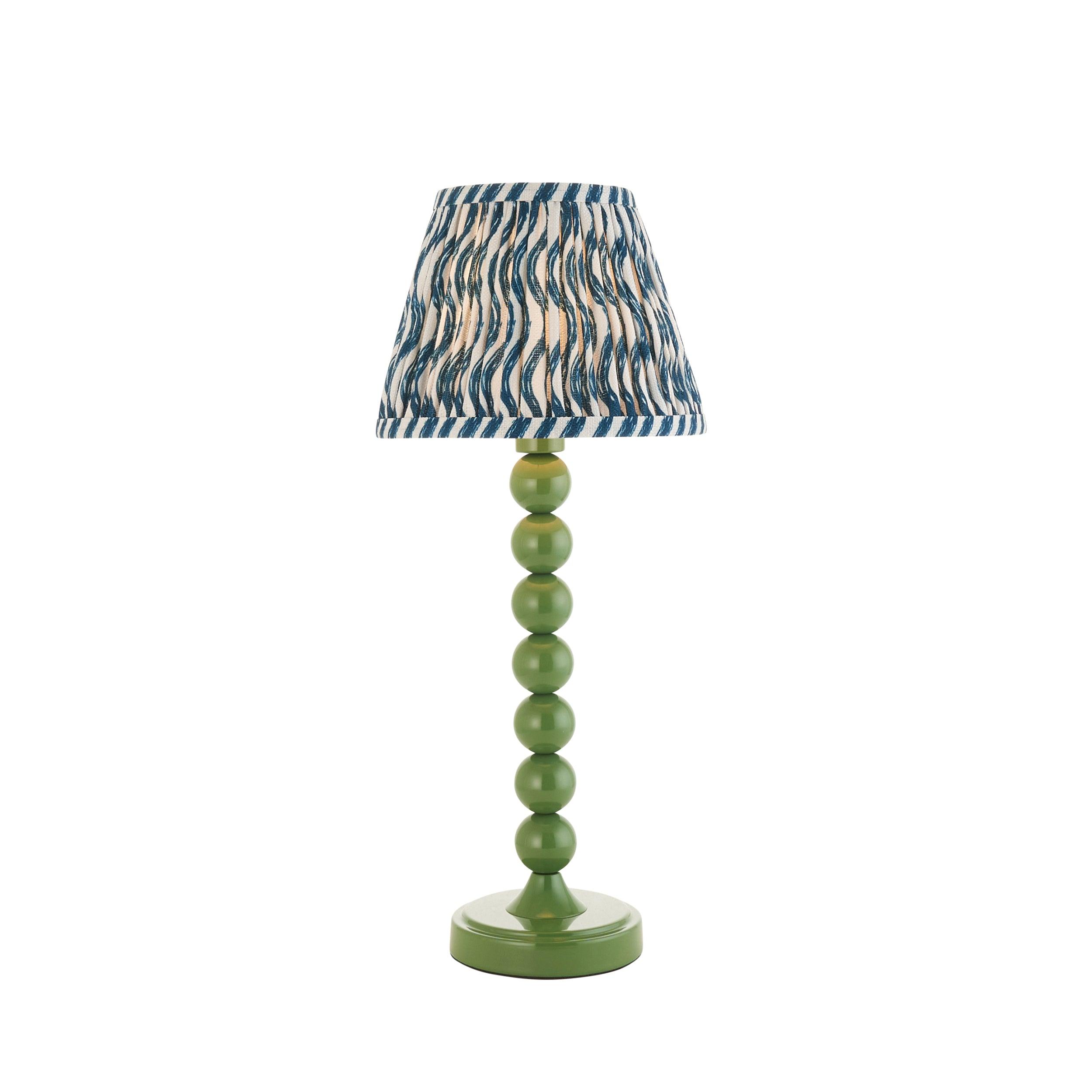 Higgledy Green Table Lamp & Ripple 20cm Marlin Blue Shade