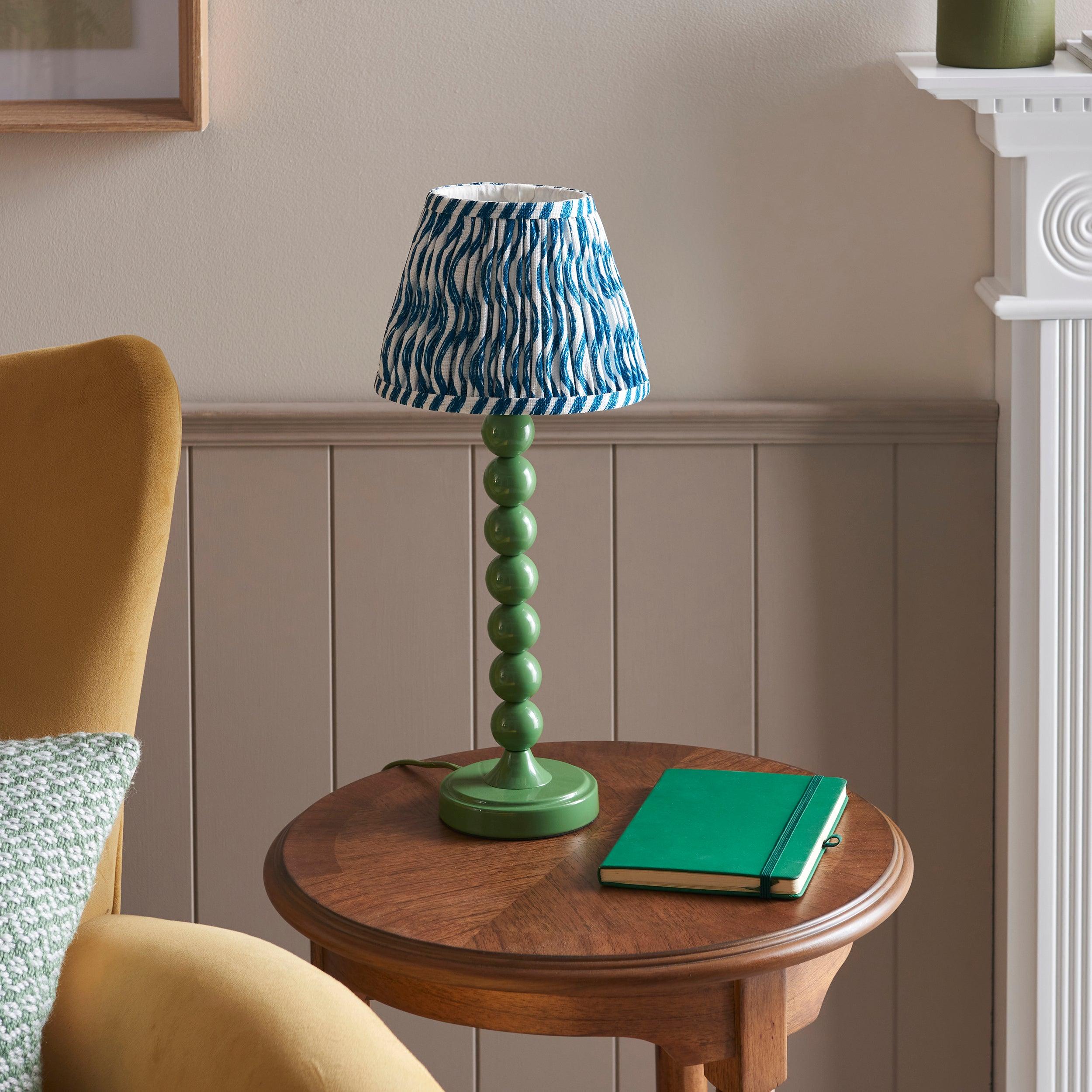 Higgledy Green Table Lamp & Ripple 20cm Marlin Blue Shade