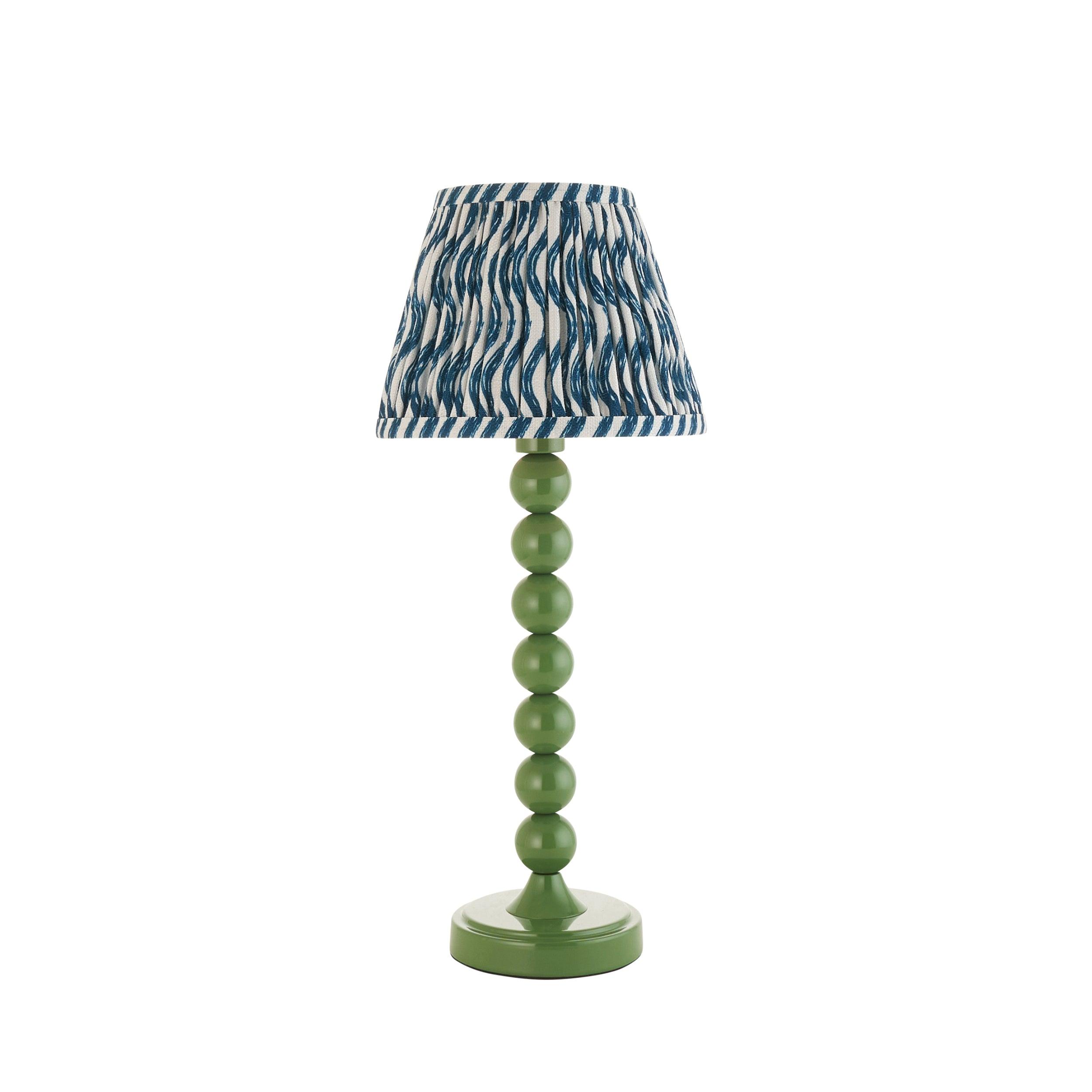 Higgledy Green Table Lamp & Ripple 20cm Marlin Blue Shade