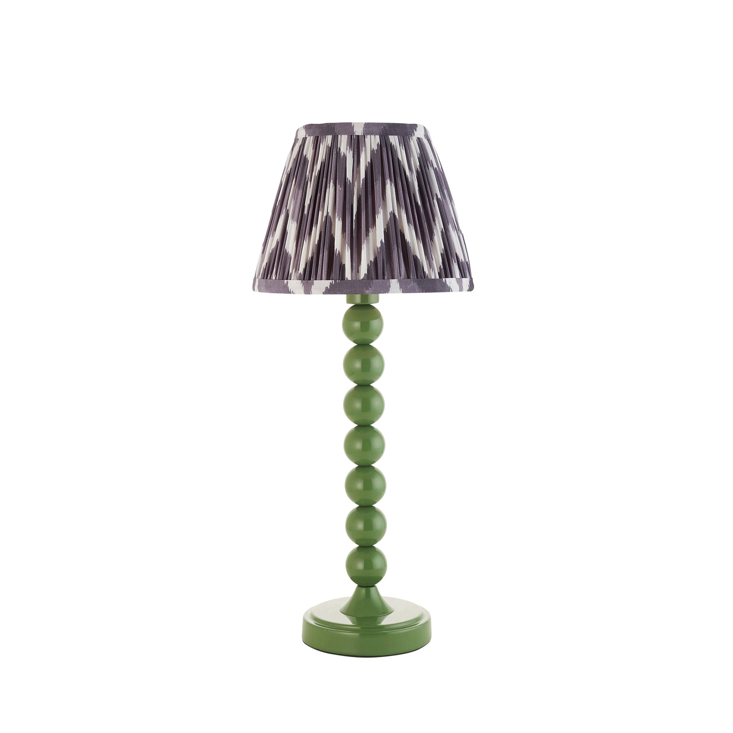 Higgledy Green Table Lamp & Zigzag 20cm Pearl Grey Shade