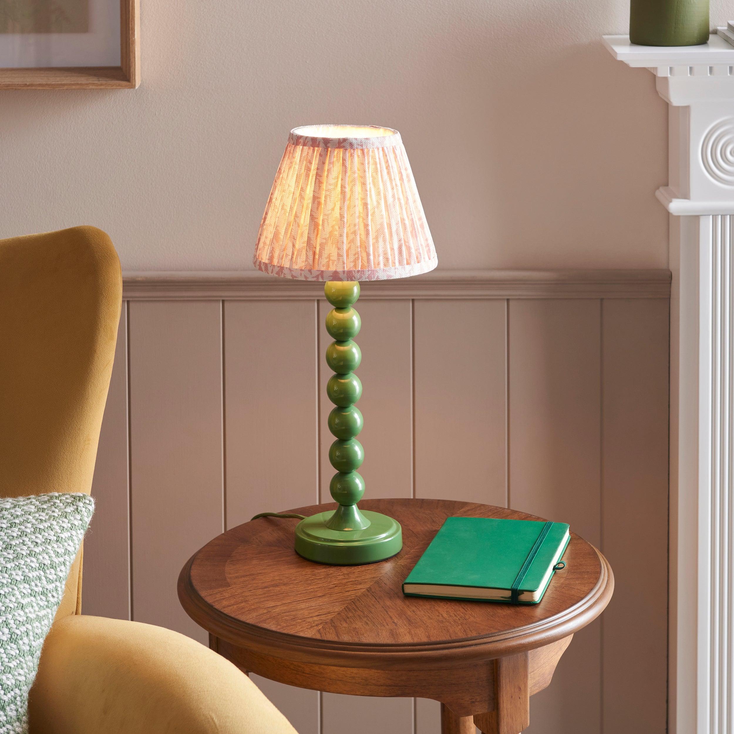 Higgledy Green Table Lamp & Leaf 20cm Peachy Keen Shade