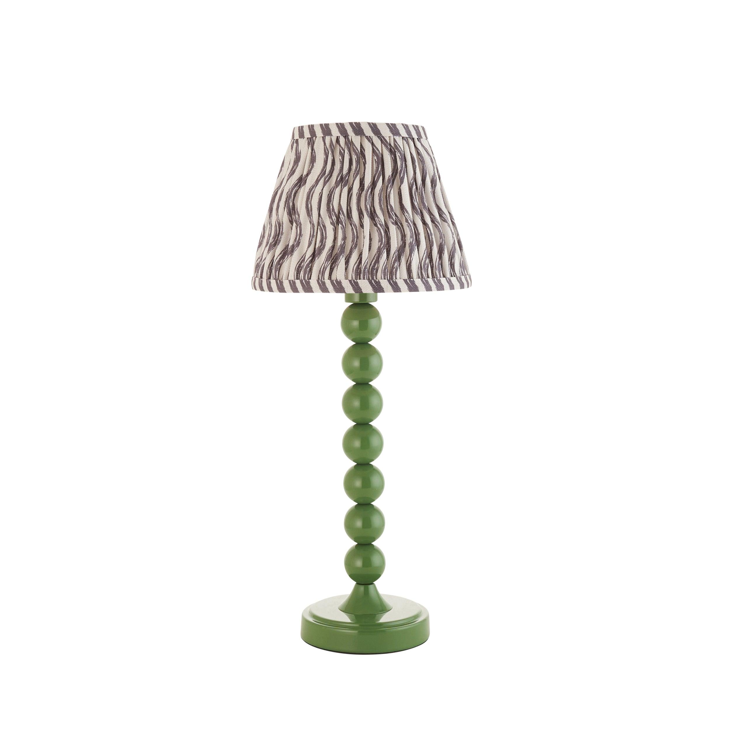 Higgledy Green Table Lamp & Ripple 20cm Pearl Grey Shade