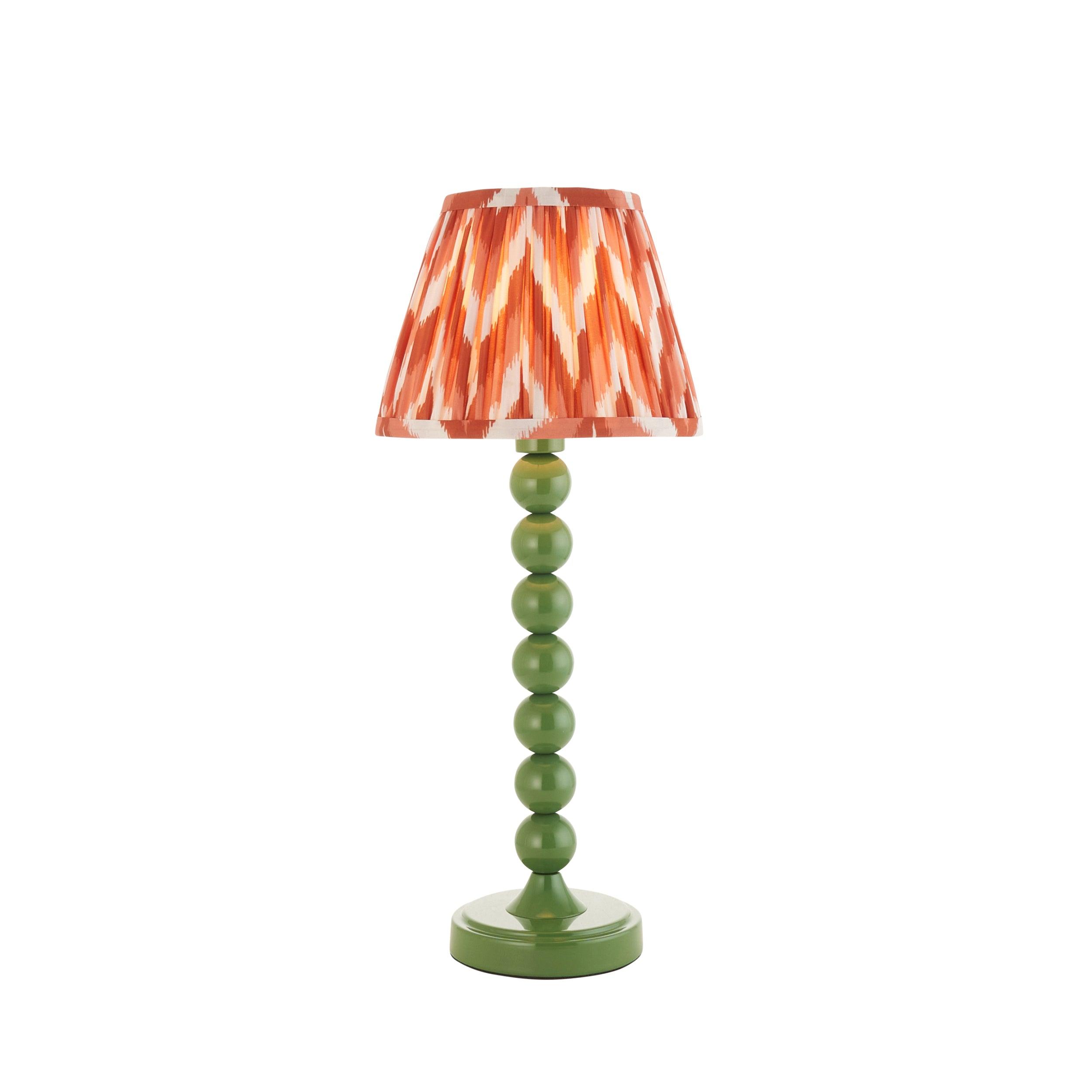 Higgledy Green Table Lamp & Zigzag 20cm Apricot Orange Shade