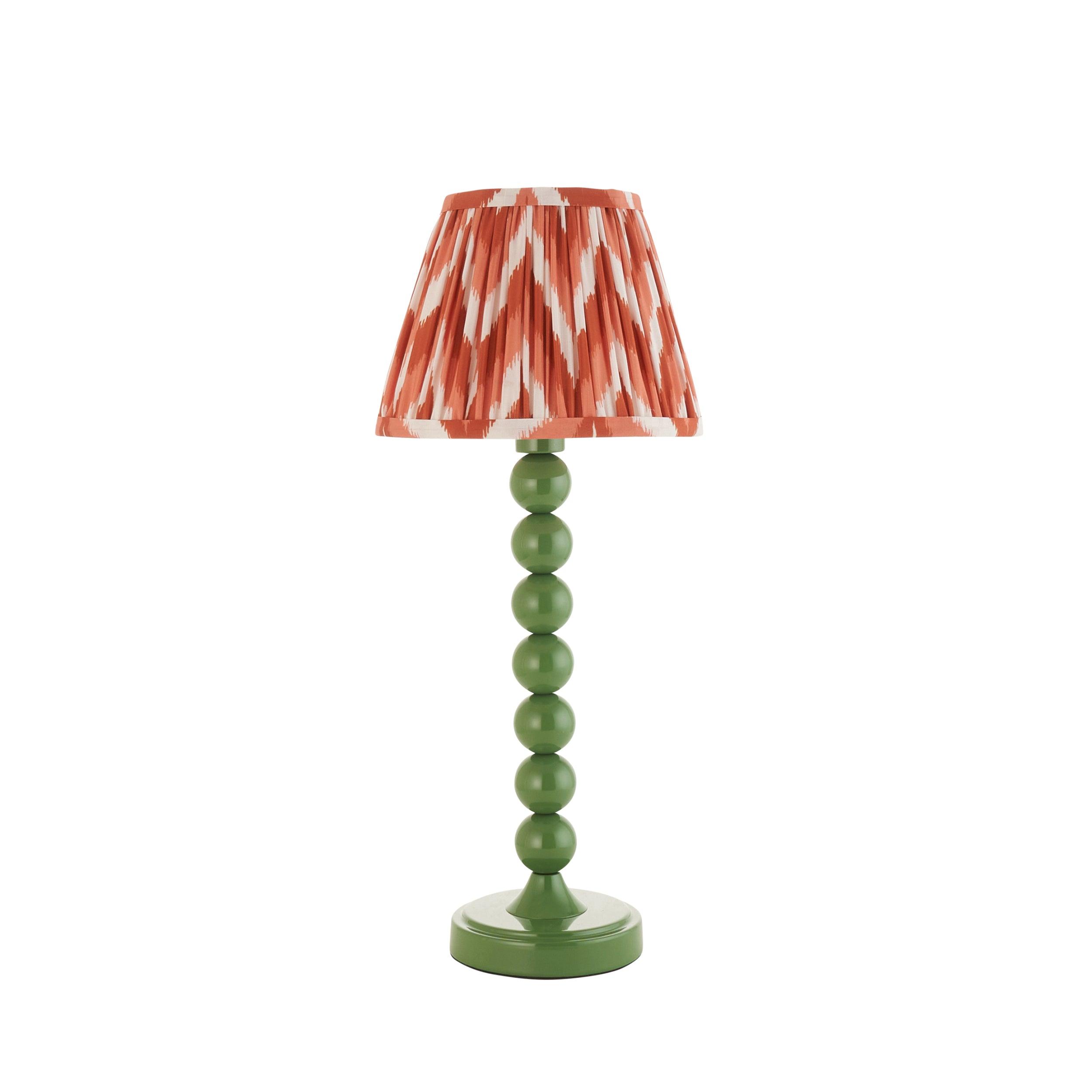 Higgledy Green Table Lamp & Zigzag 20cm Apricot Orange Shade