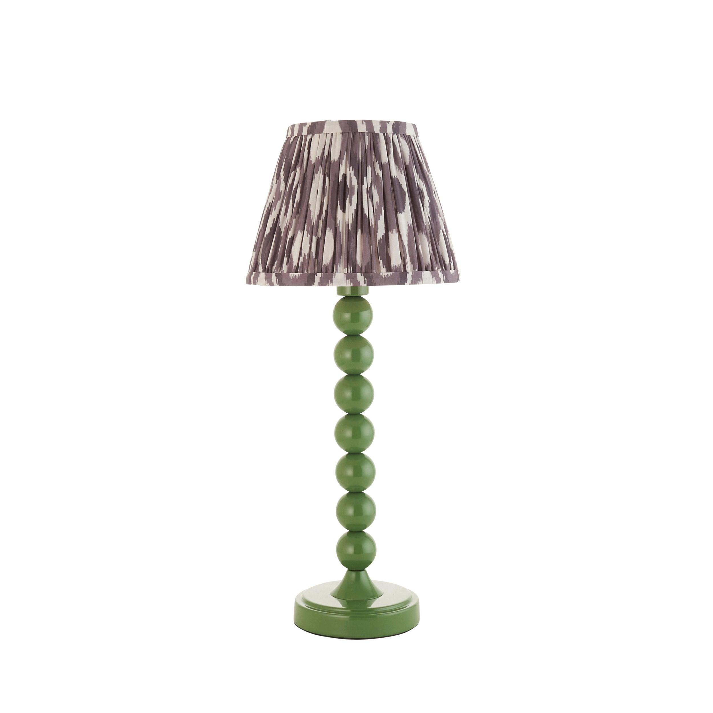 Higgledy Green Table Lamp & Ikat 20cm Pearl Grey Shade