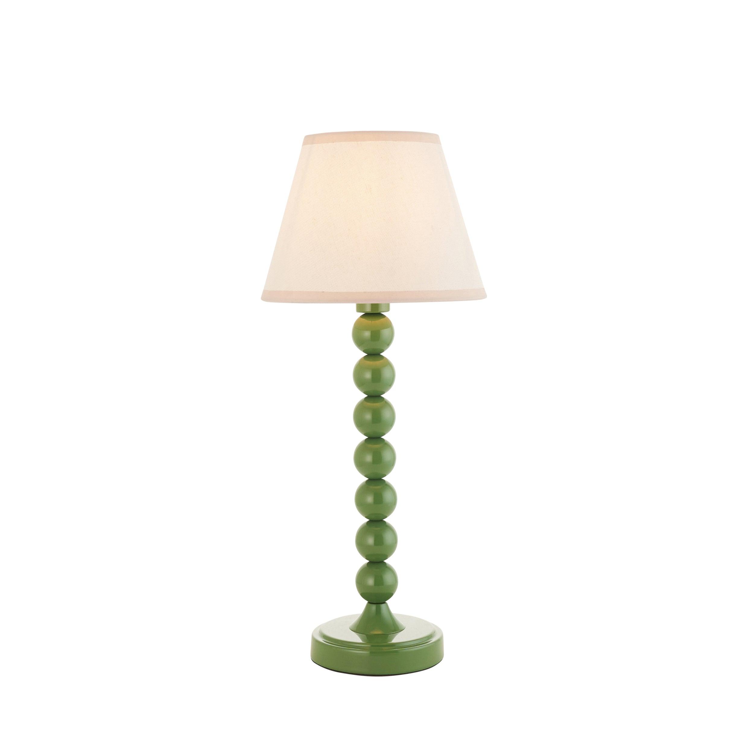 Higgledy Green Table Lamp & Ivy 20cm Vintage White Shade