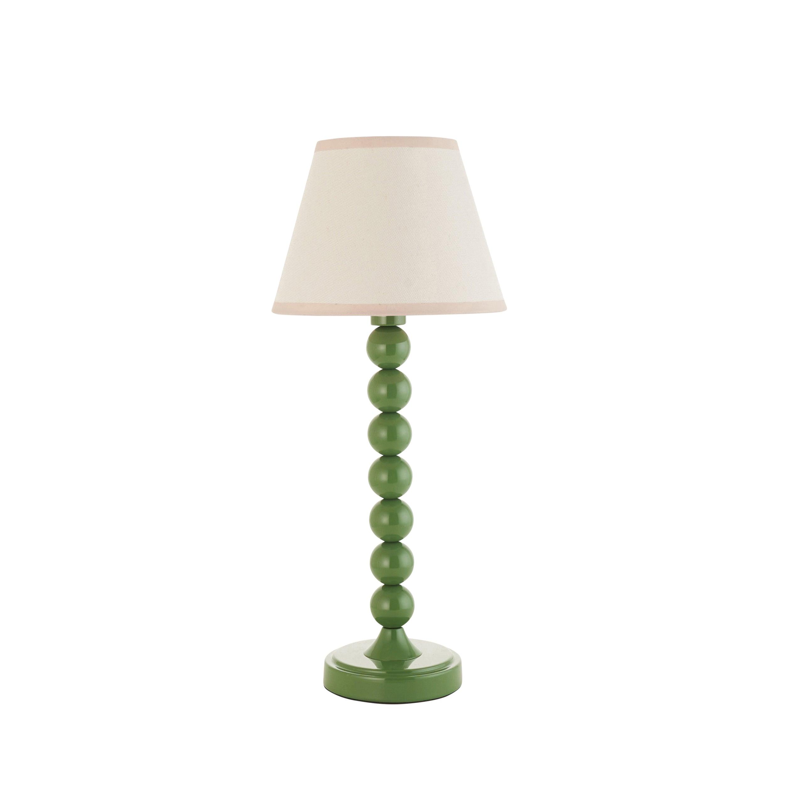 Higgledy Green Table Lamp & Ivy 20cm Vintage White Shade