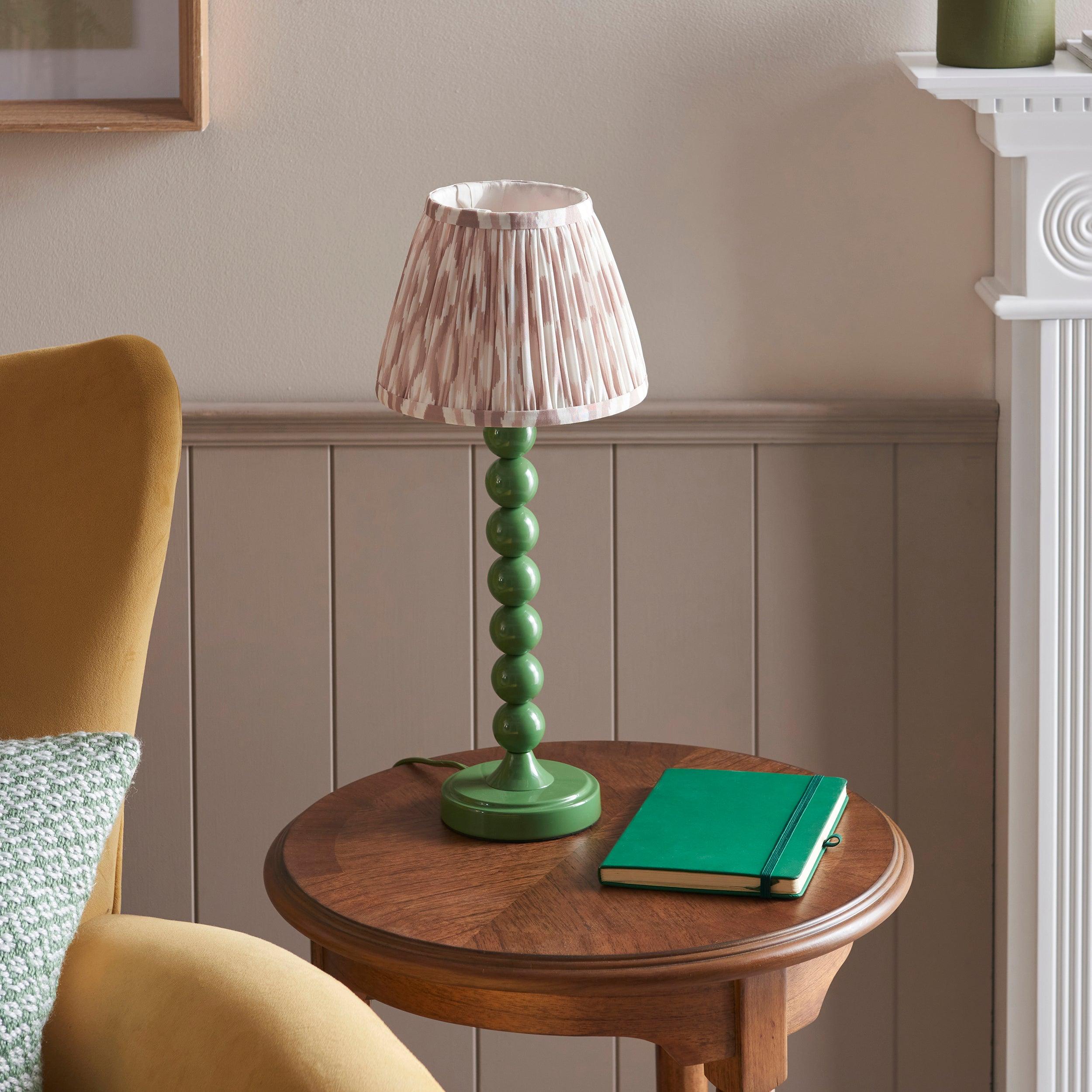 Higgledy Green Table Lamp & Ikat 20cm Neutral Shade