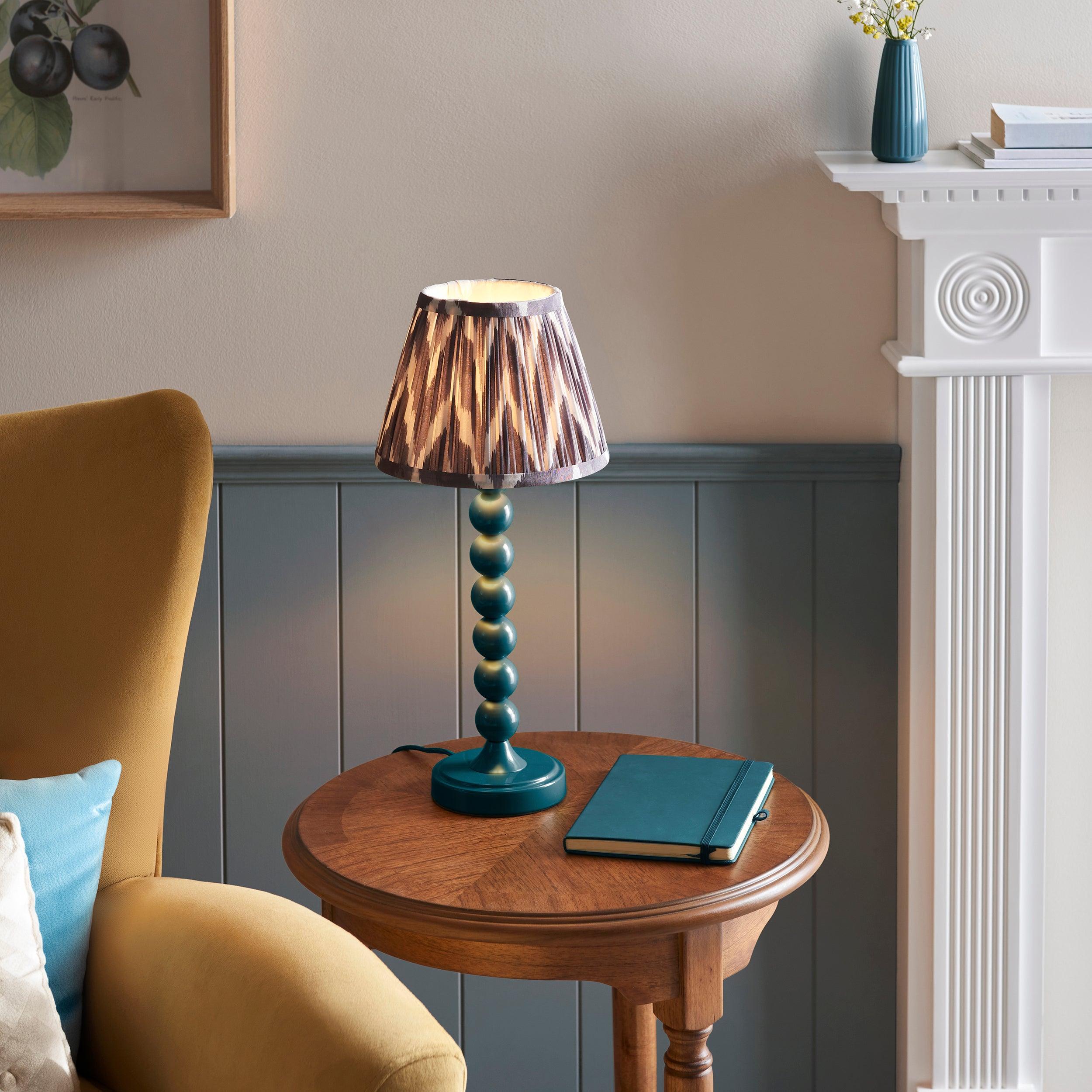 Higgledy Blue Table Lamp & Zigzag 20cm Pearl Grey Shade