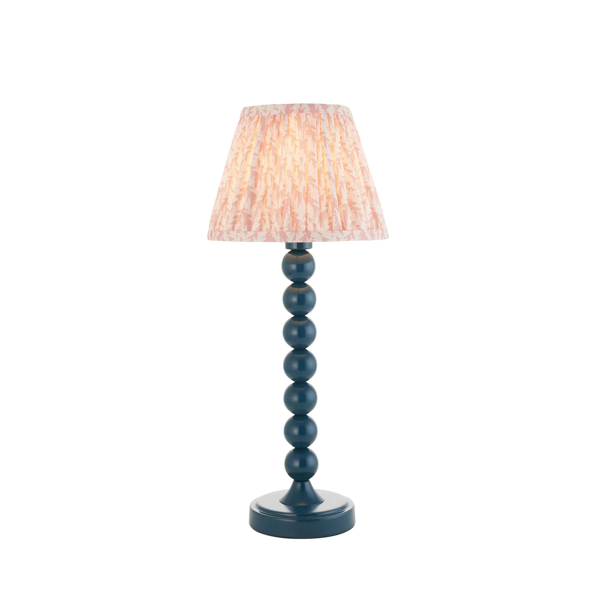 Higgledy Blue Table Lamp & Leaf 20cm Peachy Keen Shade