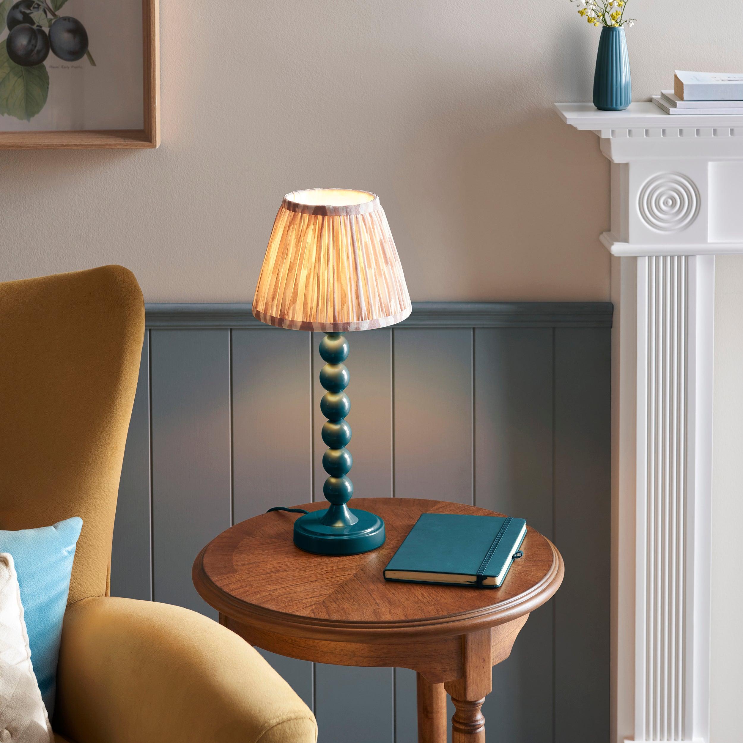 Higgledy Blue Table Lamp & Ikat 20cm Neutral Shade
