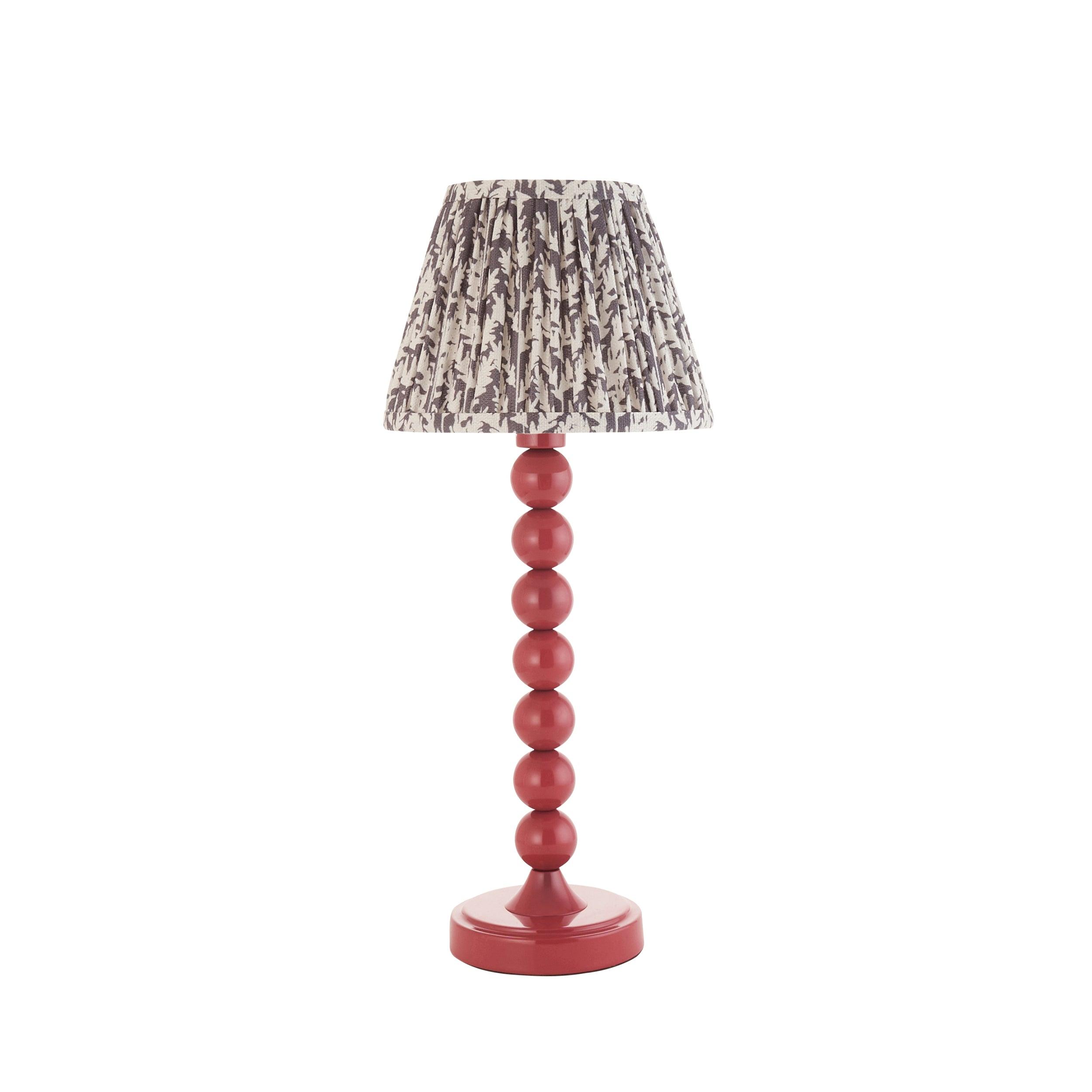 Higgledy Pink Table Lamp & Leaf 20cm Pearl Grey Shade