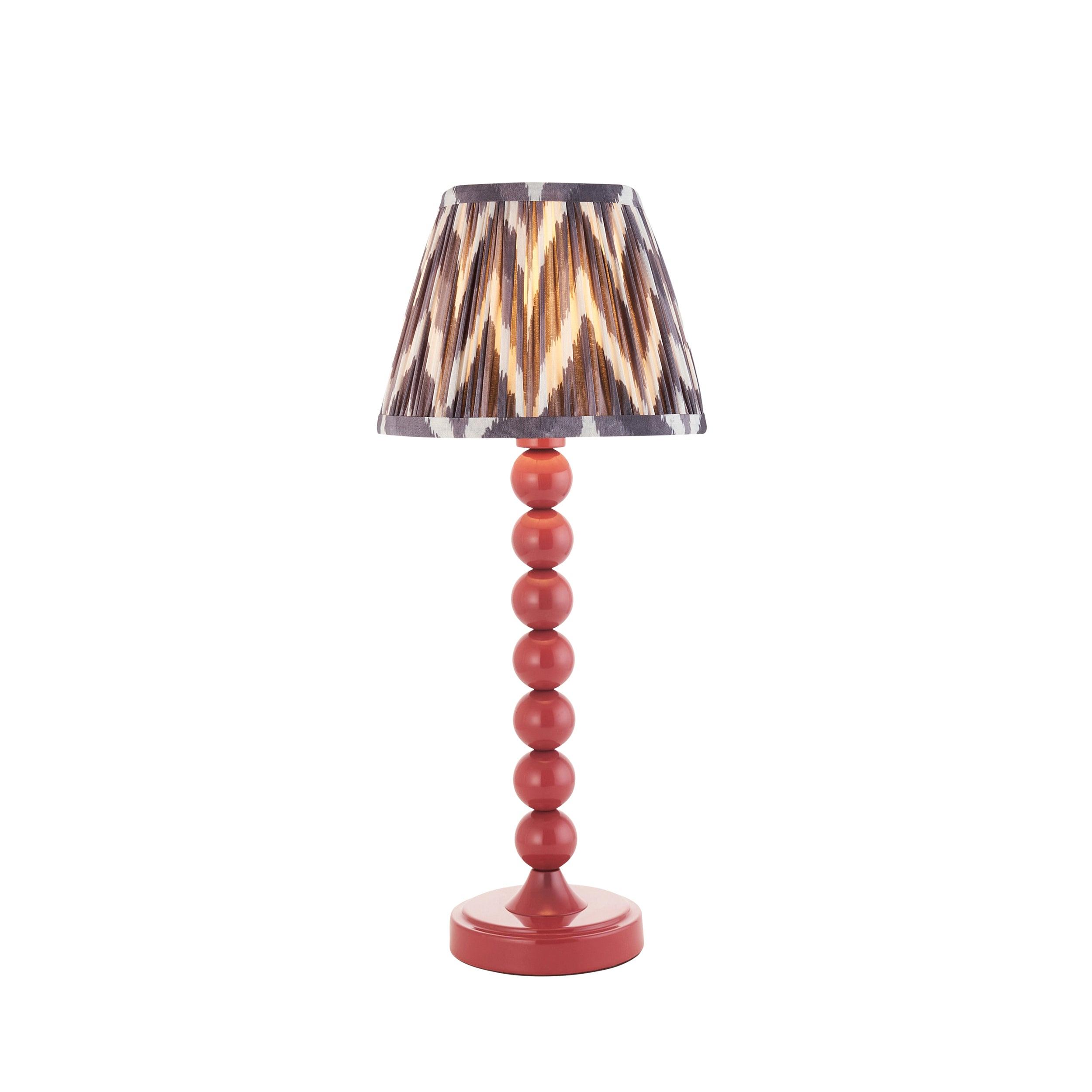 Higgledy Pink Table Lamp & Zigzag 20cm Pearl Grey Shade