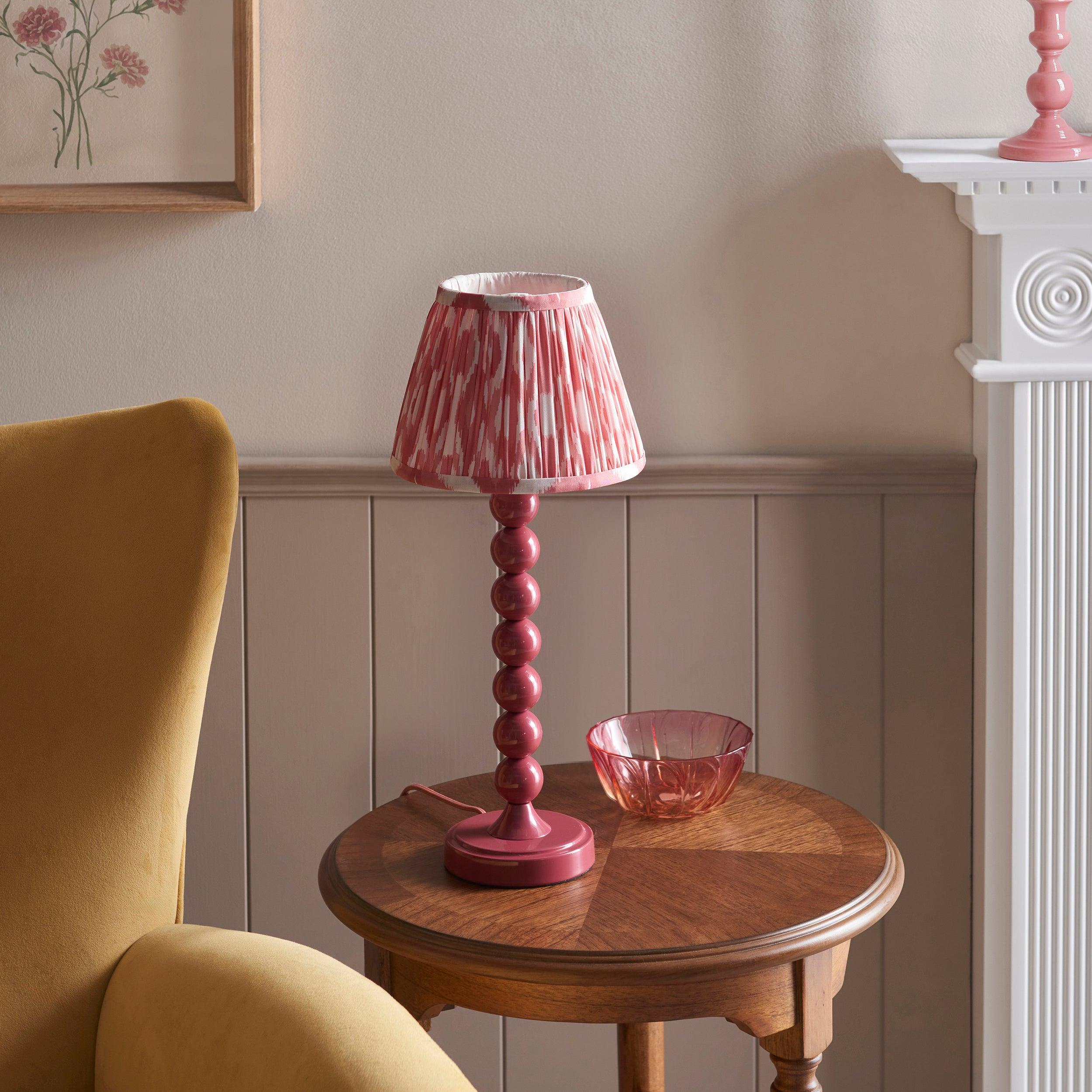Higgledy Pink Table Lamp & Ikat 20cm Coral Pink Shade