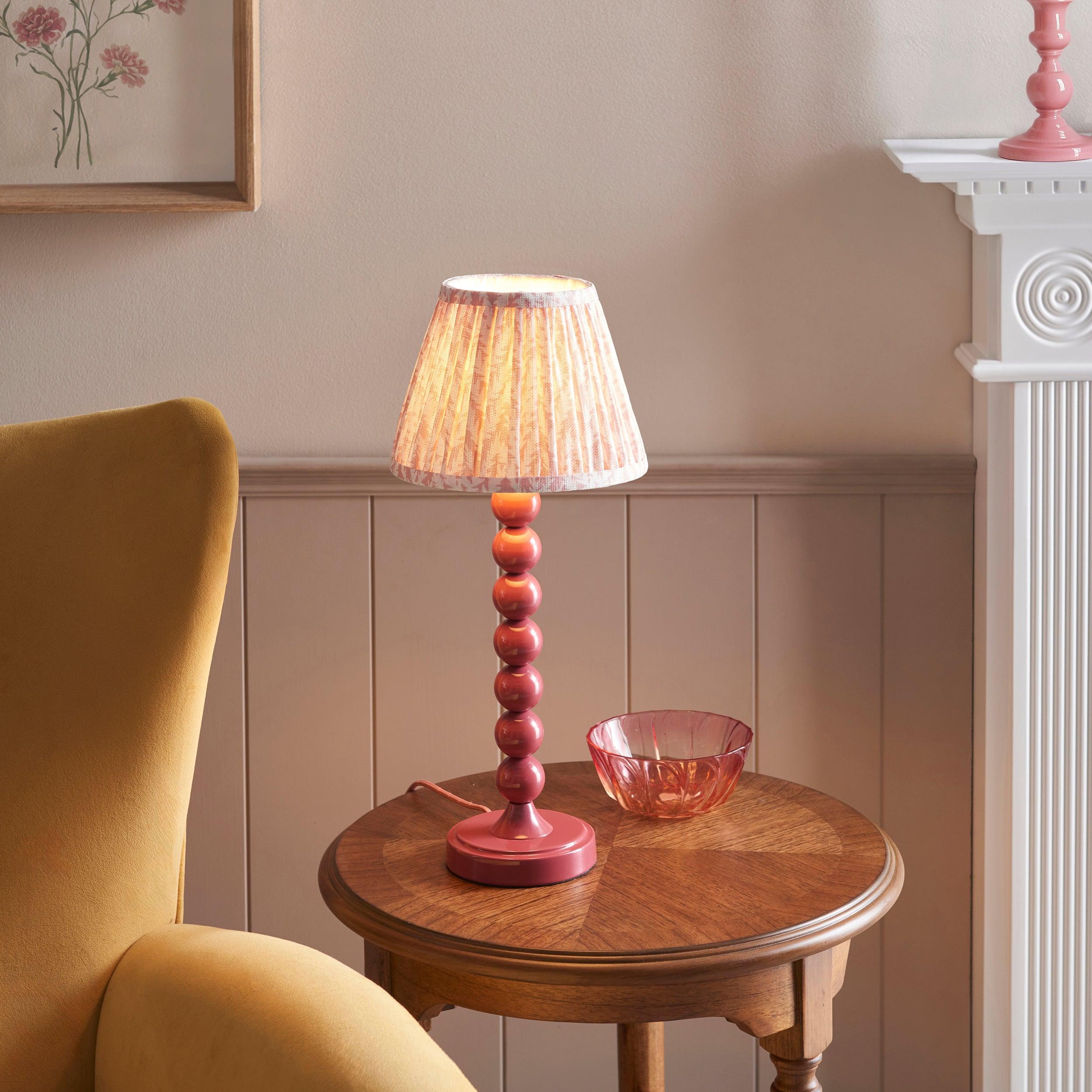 Higgledy Pink Table Lamp & Leaf 20cm Peachy Keen Shade