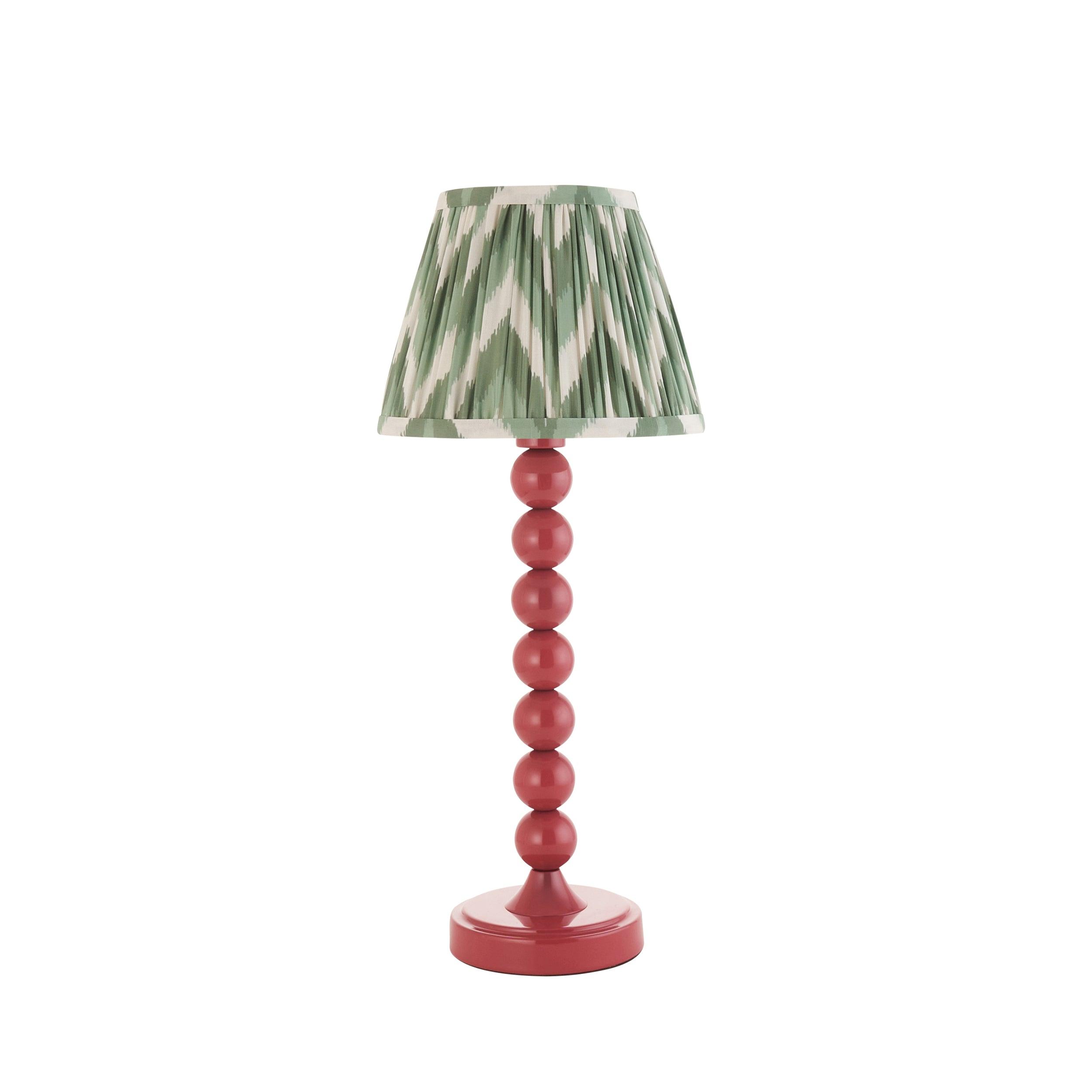 Higgledy Pink Table Lamp & Zigzag 20cm Cotswold Green Shade