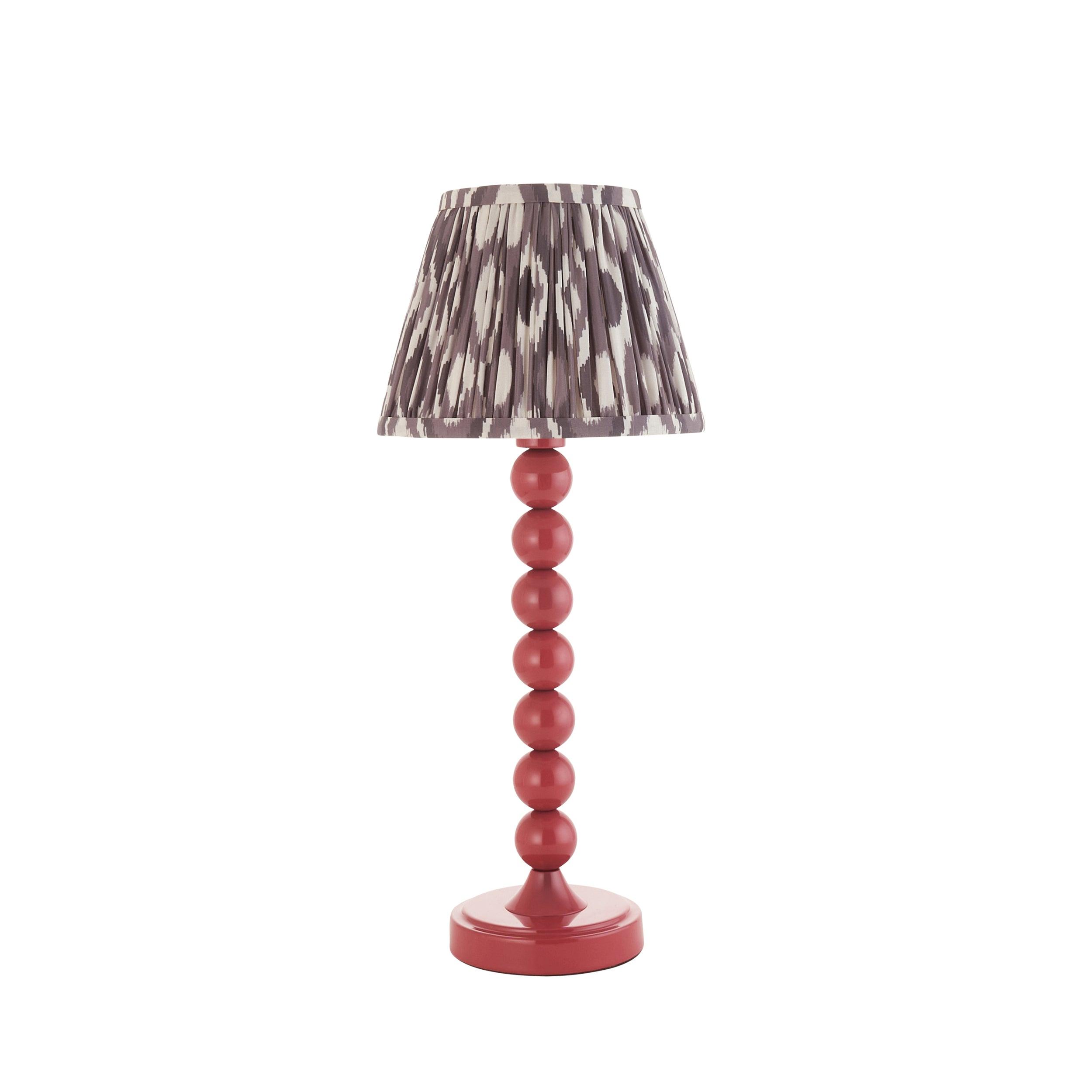 Higgledy Pink Table Lamp & Ikat 20cm Pearl Grey Shade