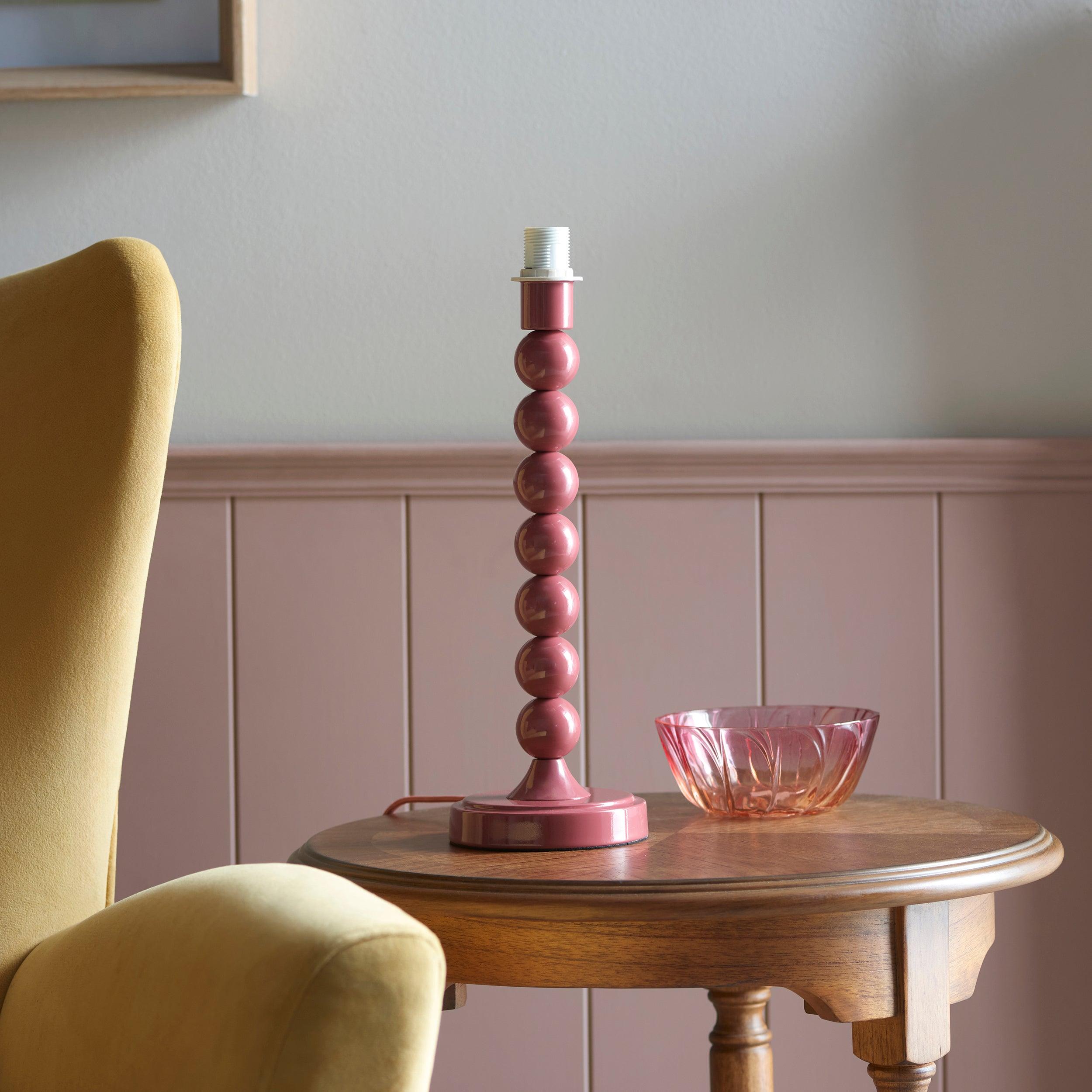 Higgledy Pink Table Lamp & Ivy 20cm Vintage White Shade