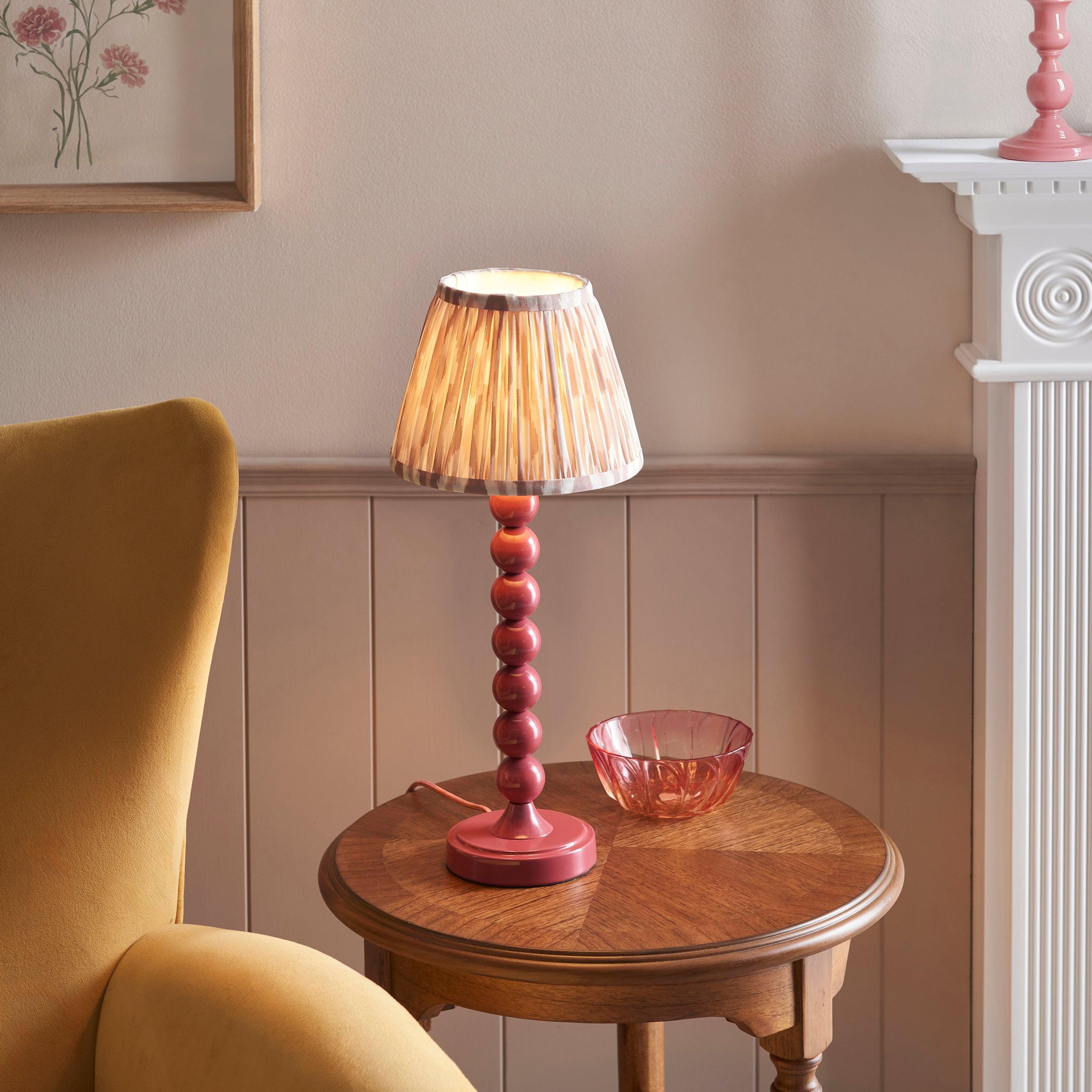 Higgledy Pink Table Lamp & Ikat 20cm Neutral Shade