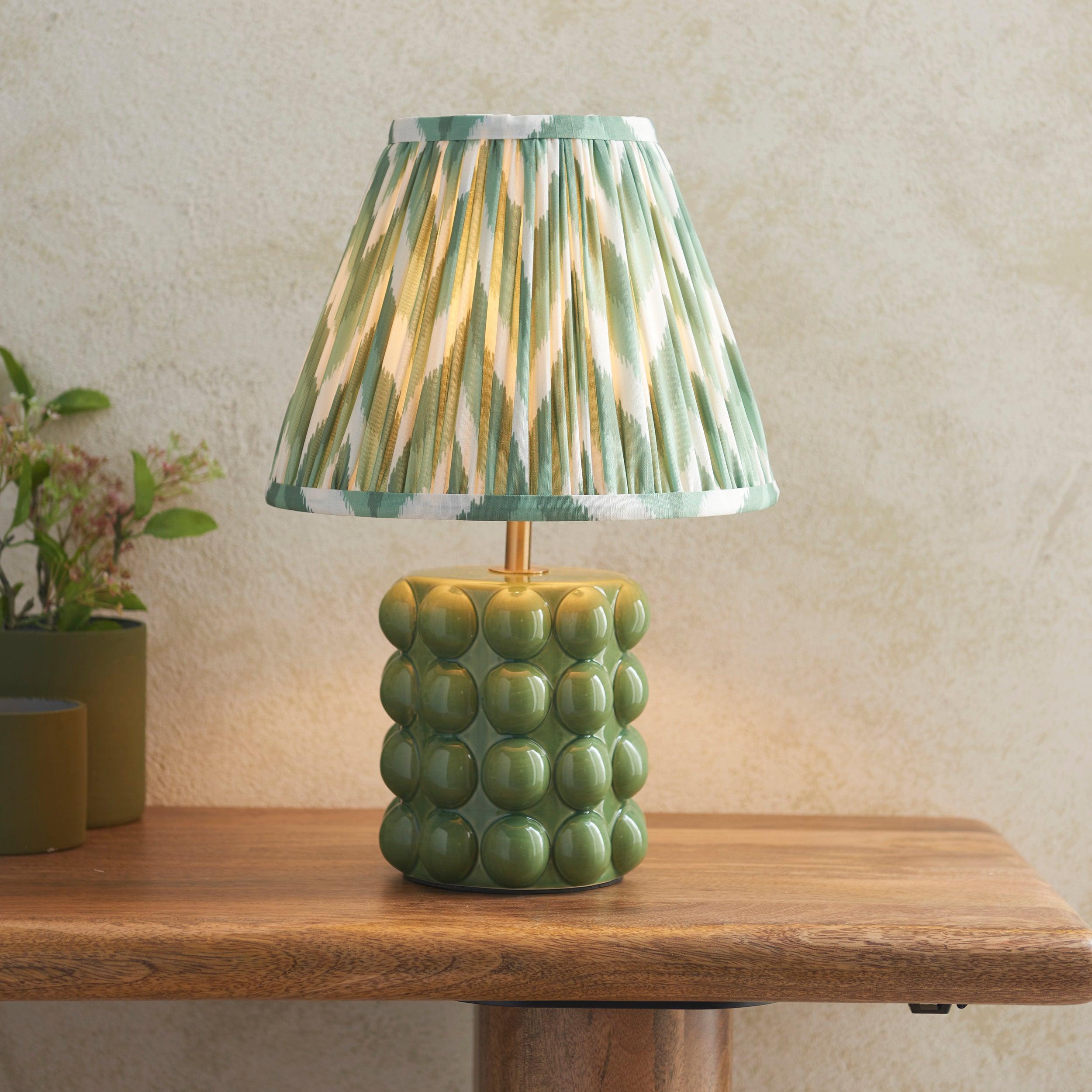 Bobble Ceramic Table & Zigzag 25cm Cotswold Green Shade