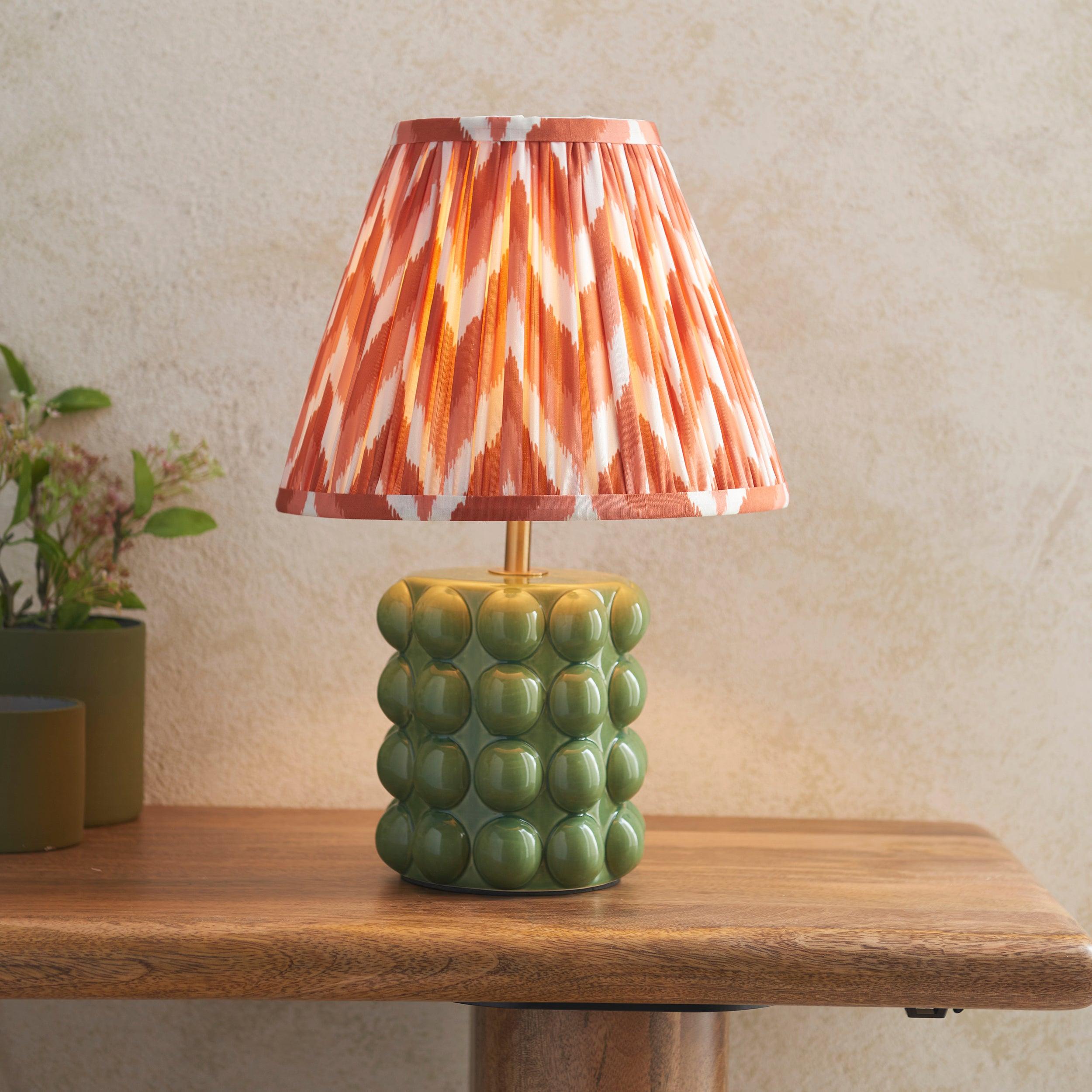 Bobble Ceramic Table & Zigzag 25cm Apricot Orange Shade