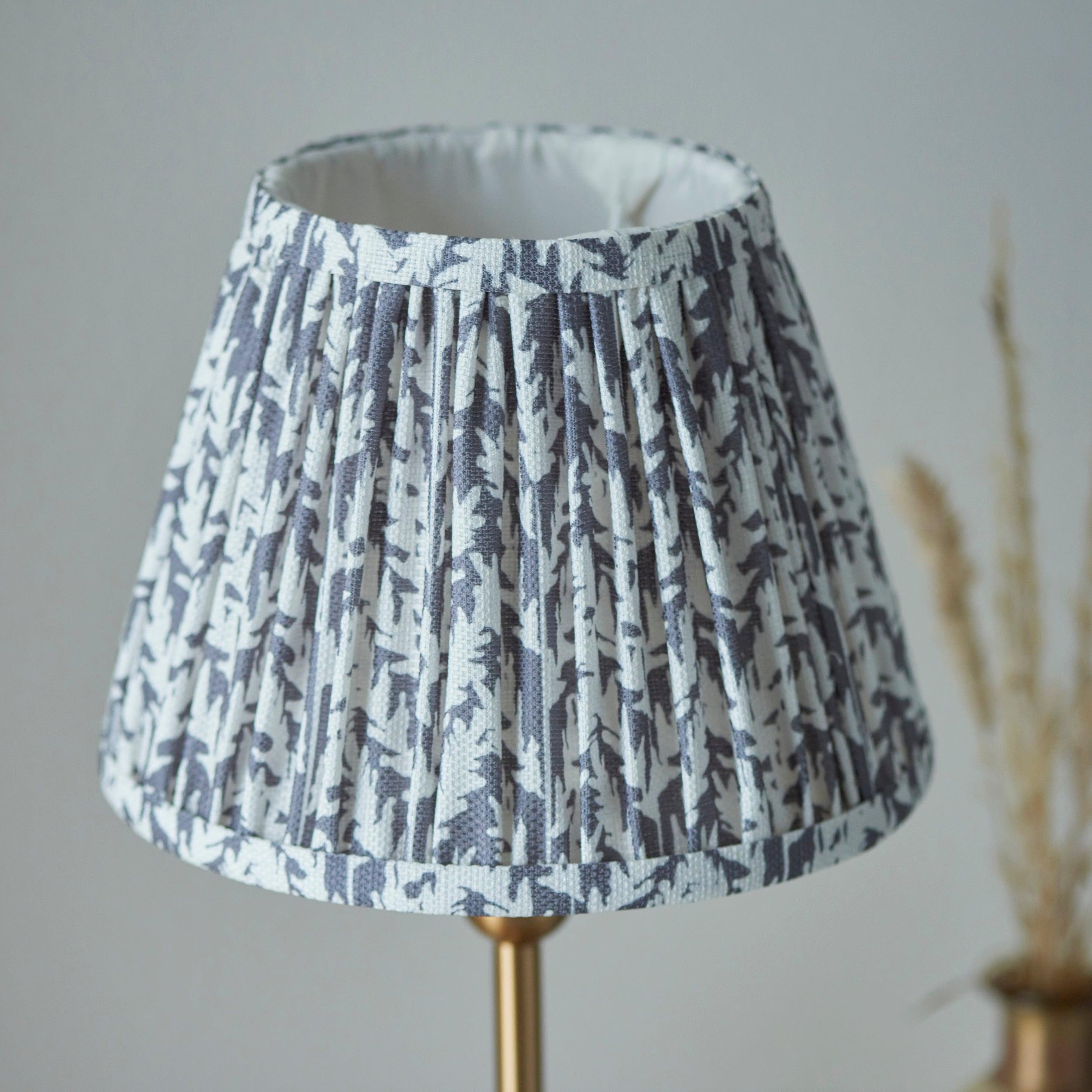 Santiago Small Brass Table Lamp With Grey Leaf Shade