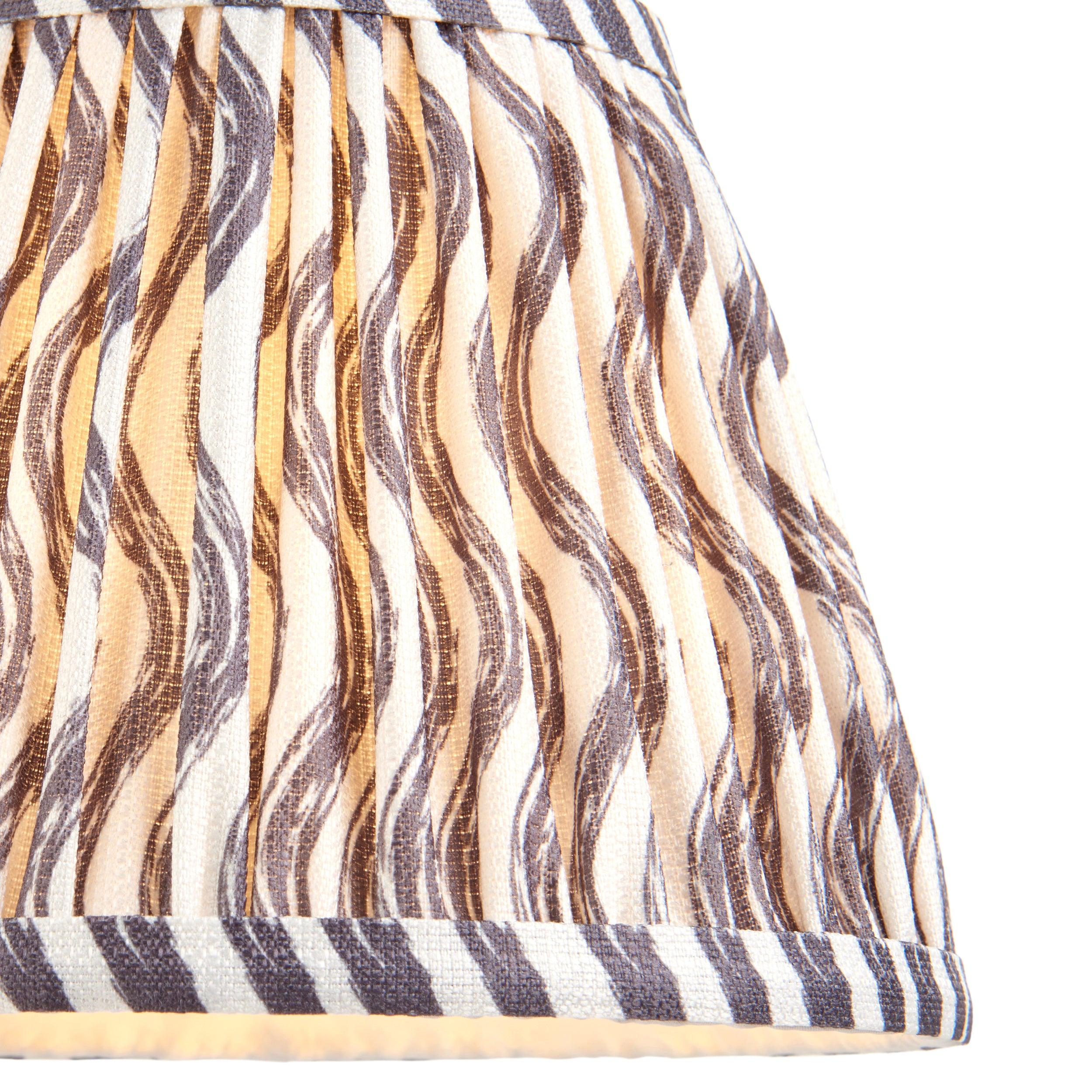 Santiago Small Brass Table Lamp With Grey Ripple Shade