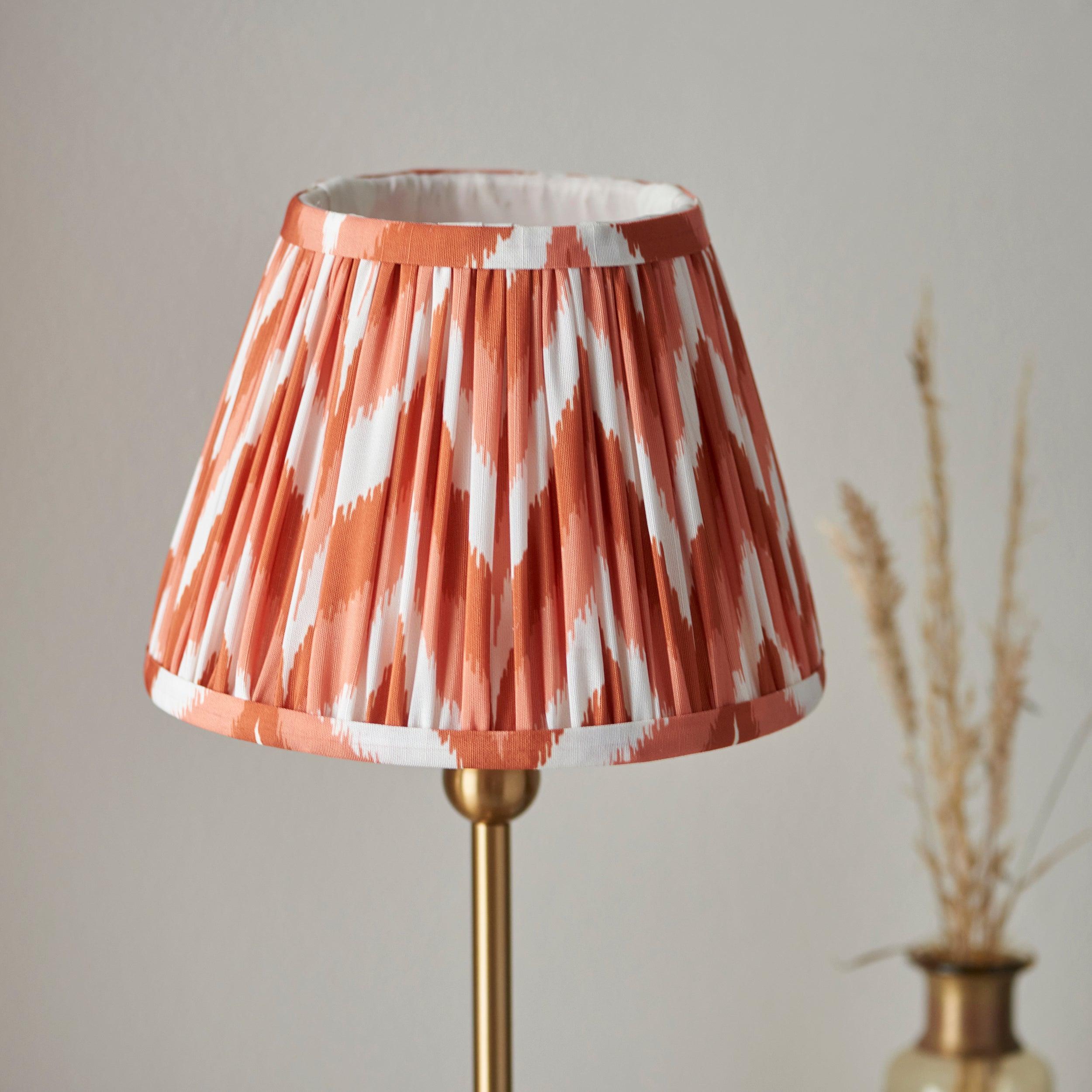 Santiago Small Brass Table Lamp With Orange Zigzag Shade