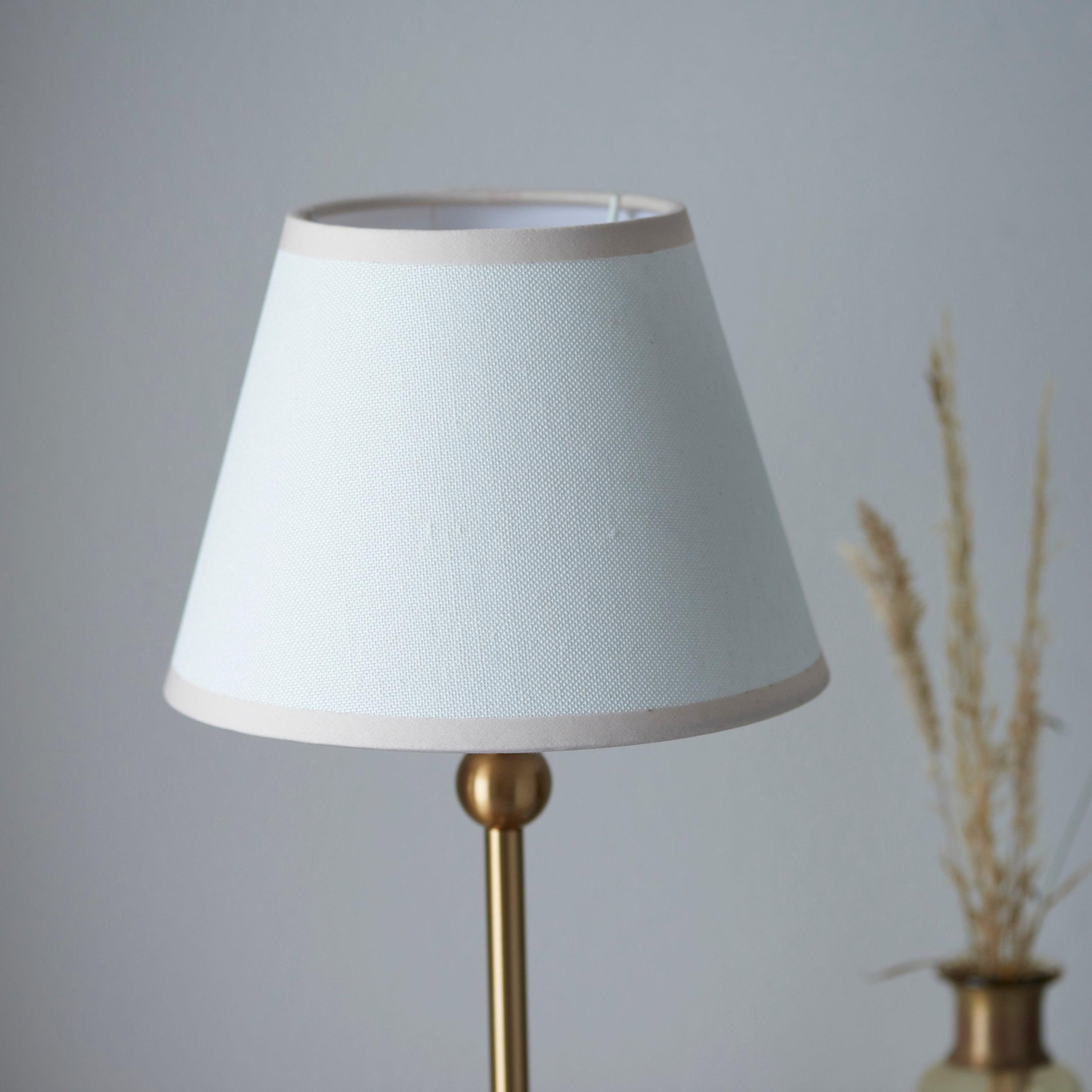 Santiago Small Brass Table Lamp With White Ivy Shade