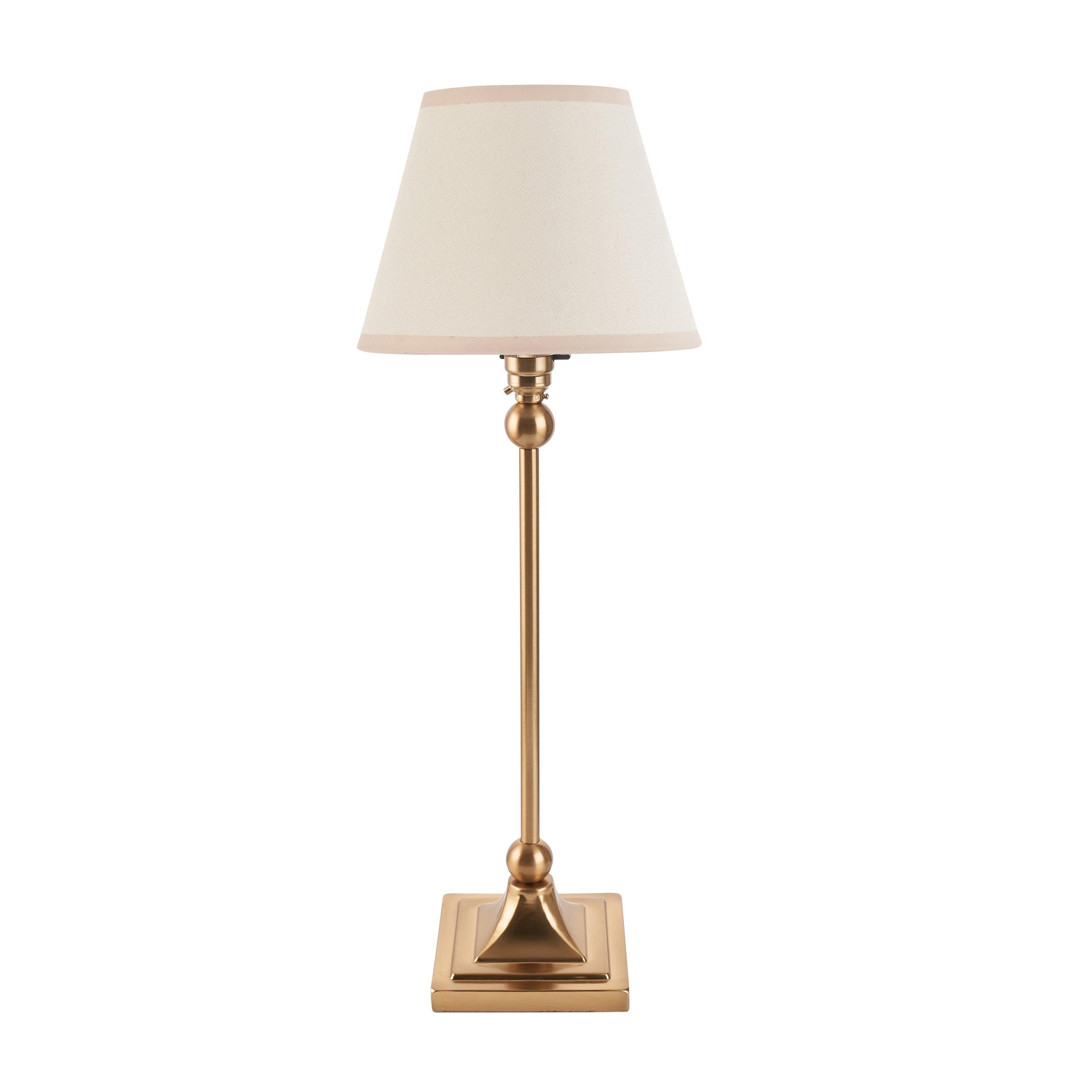 Santiago Small Brass Table Lamp With White Ivy Shade