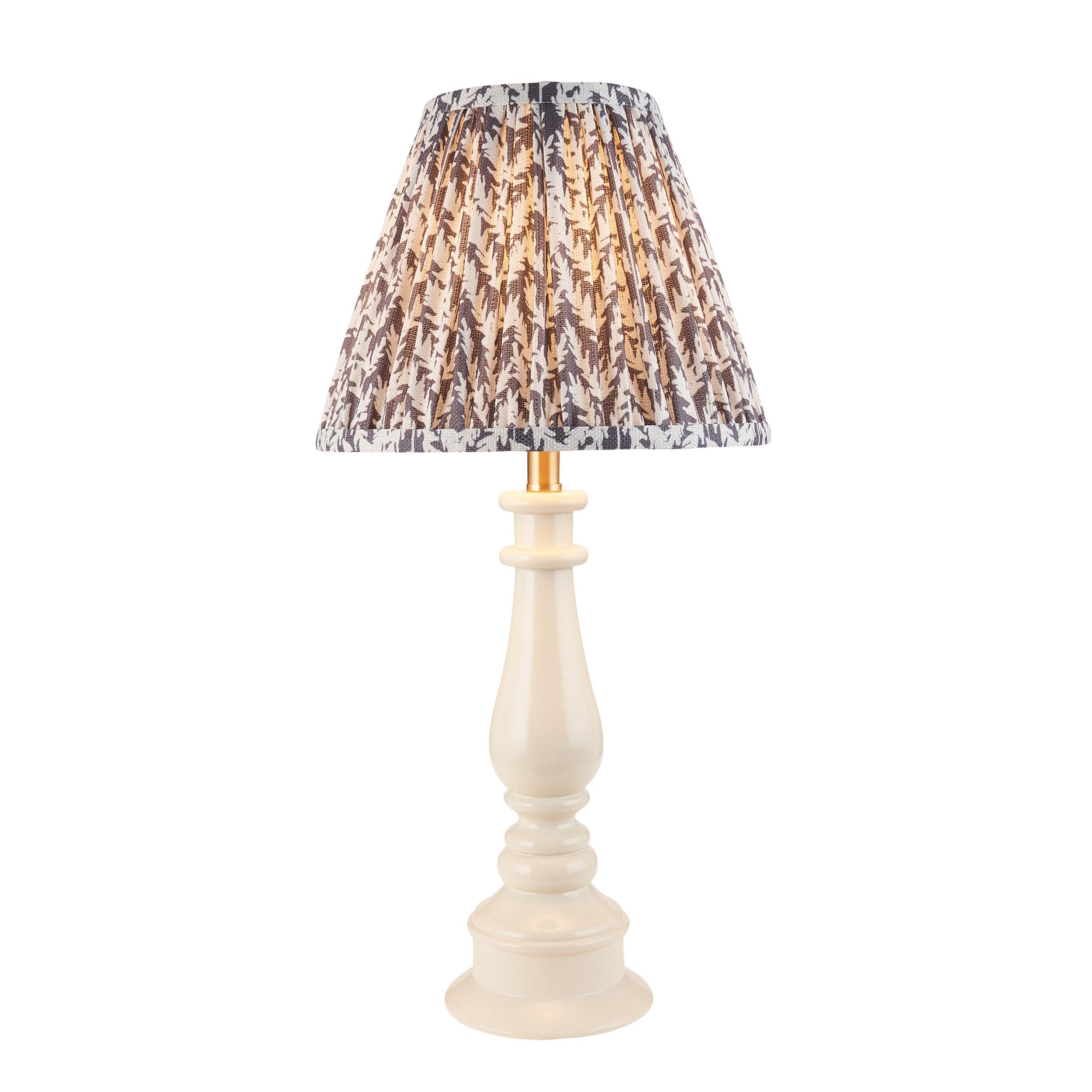 Myrtle White Table Lamp & Leaf 25cm Pearl Grey Shade
