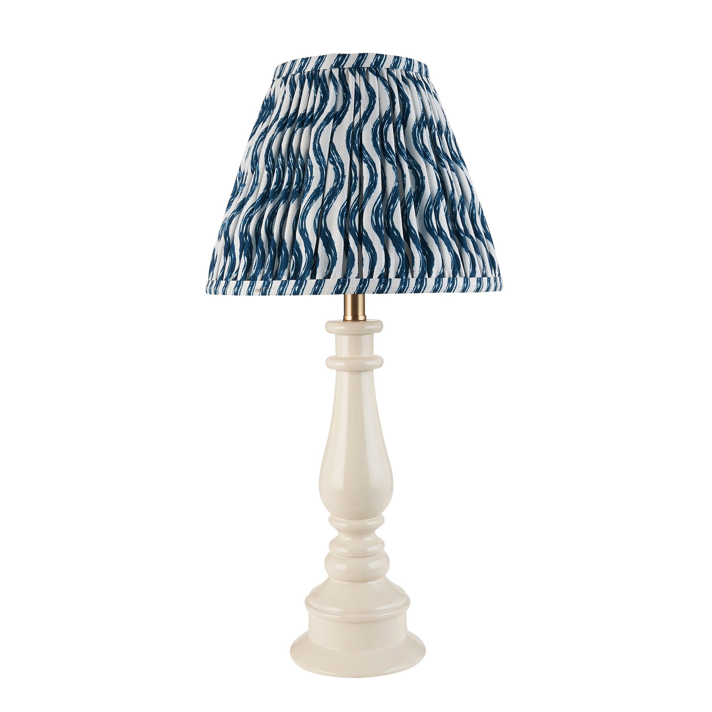 Myrtle White Table Lamp & Ripple 25cm Marlin Blue Shade