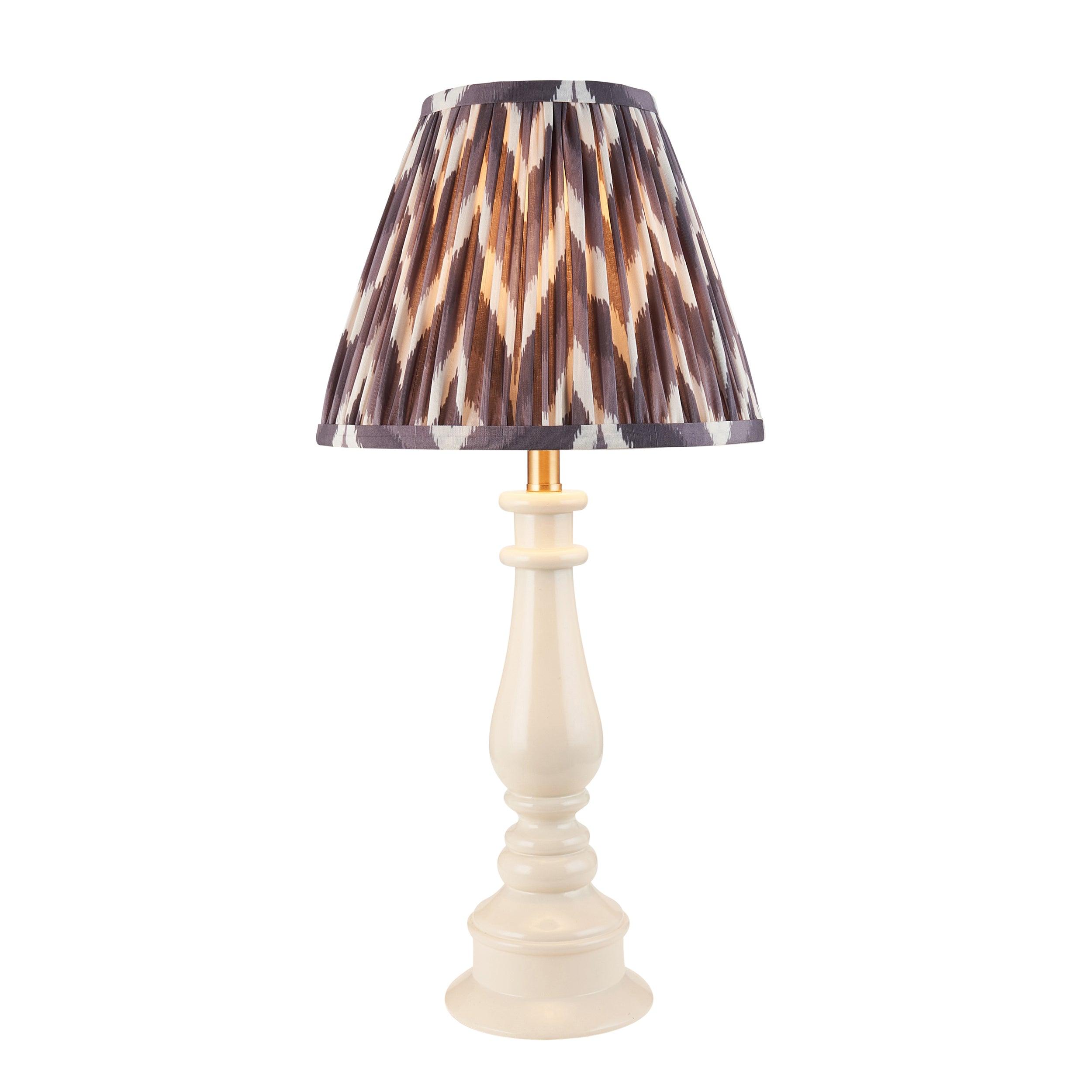 Myrtle White Table Lamp & Zigzag 25cm Pearl Grey Shade
