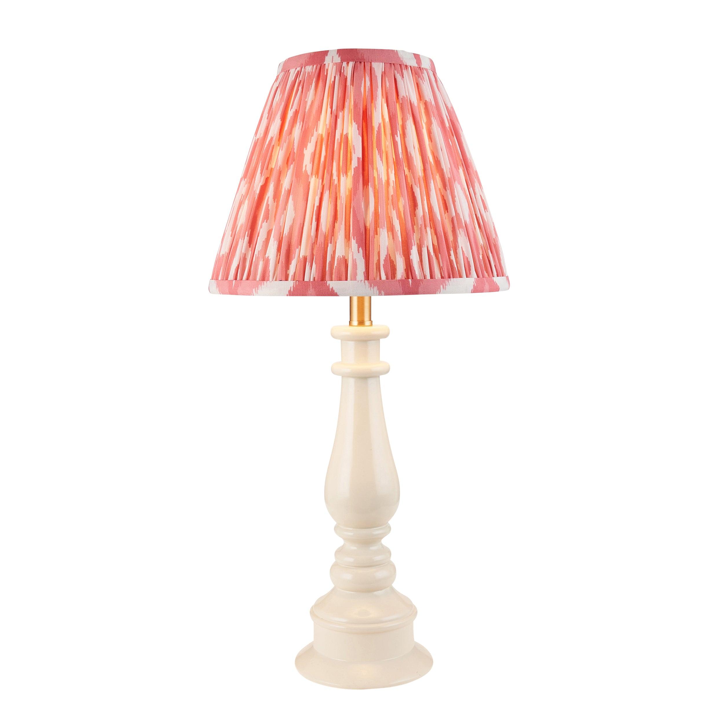 Myrtle White Table Lamp & Ikat 25cm Coral Pink Shade