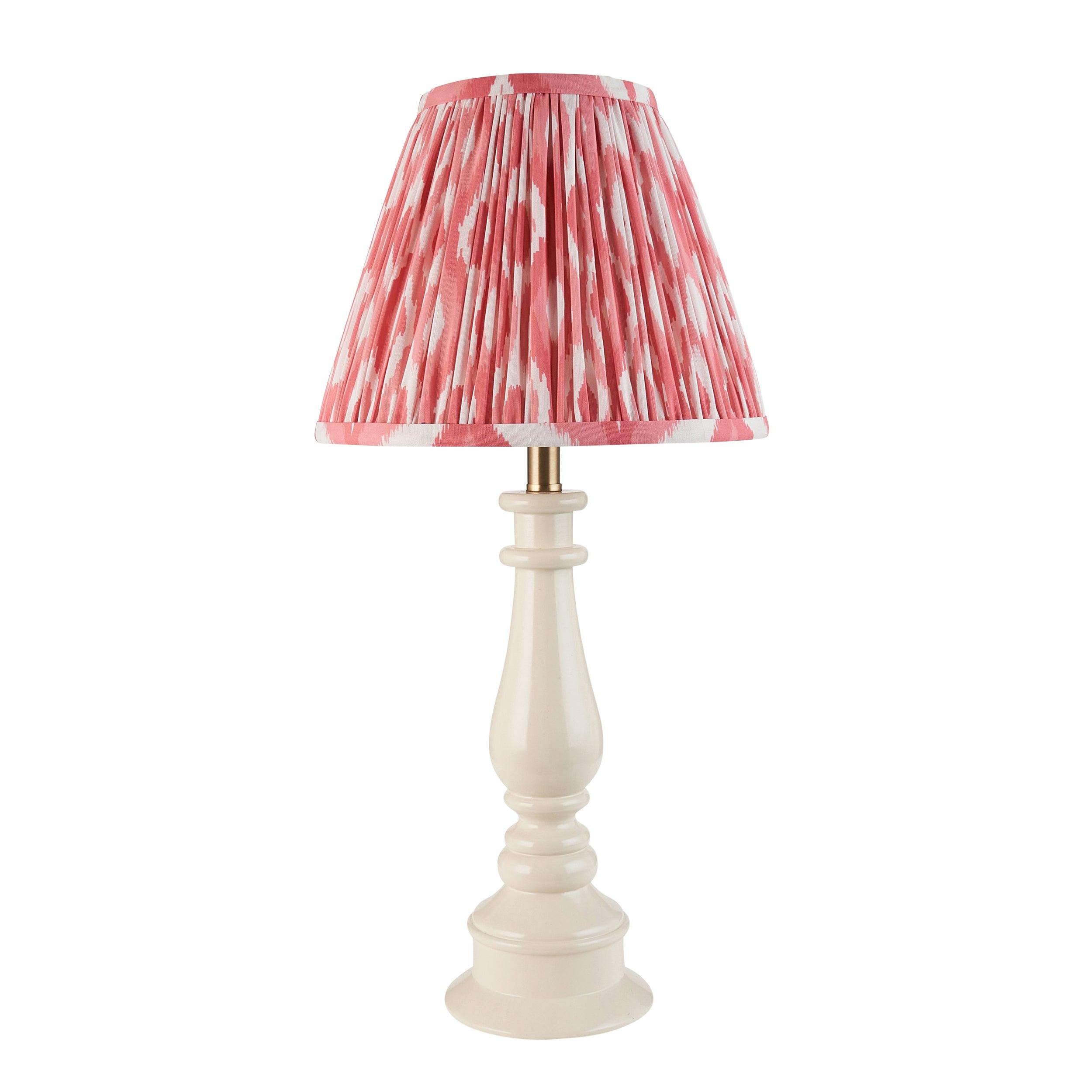 Myrtle White Table Lamp & Ikat 25cm Coral Pink Shade