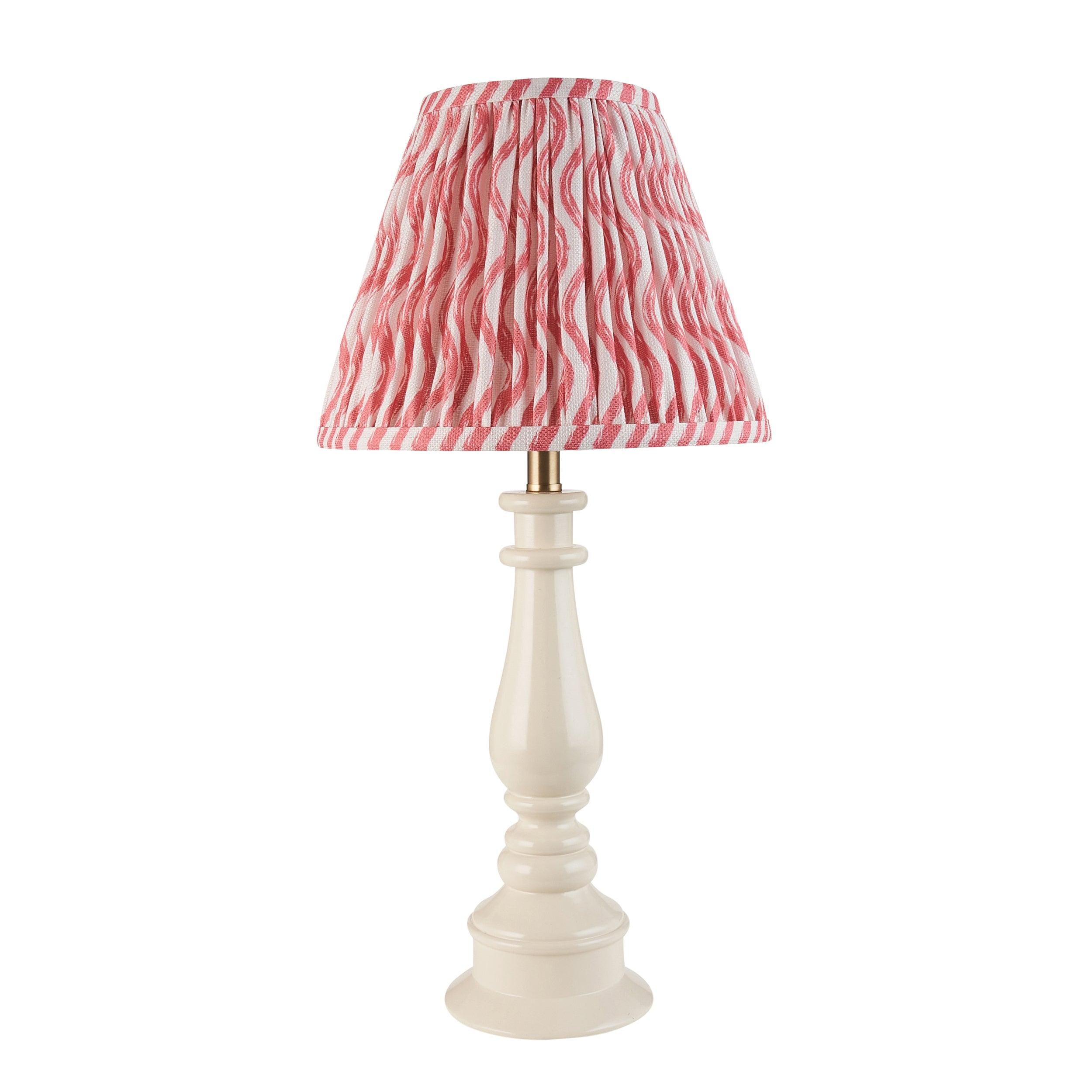 Myrtle White Table Lamp & Ripple 25cm Coral Pink Shade