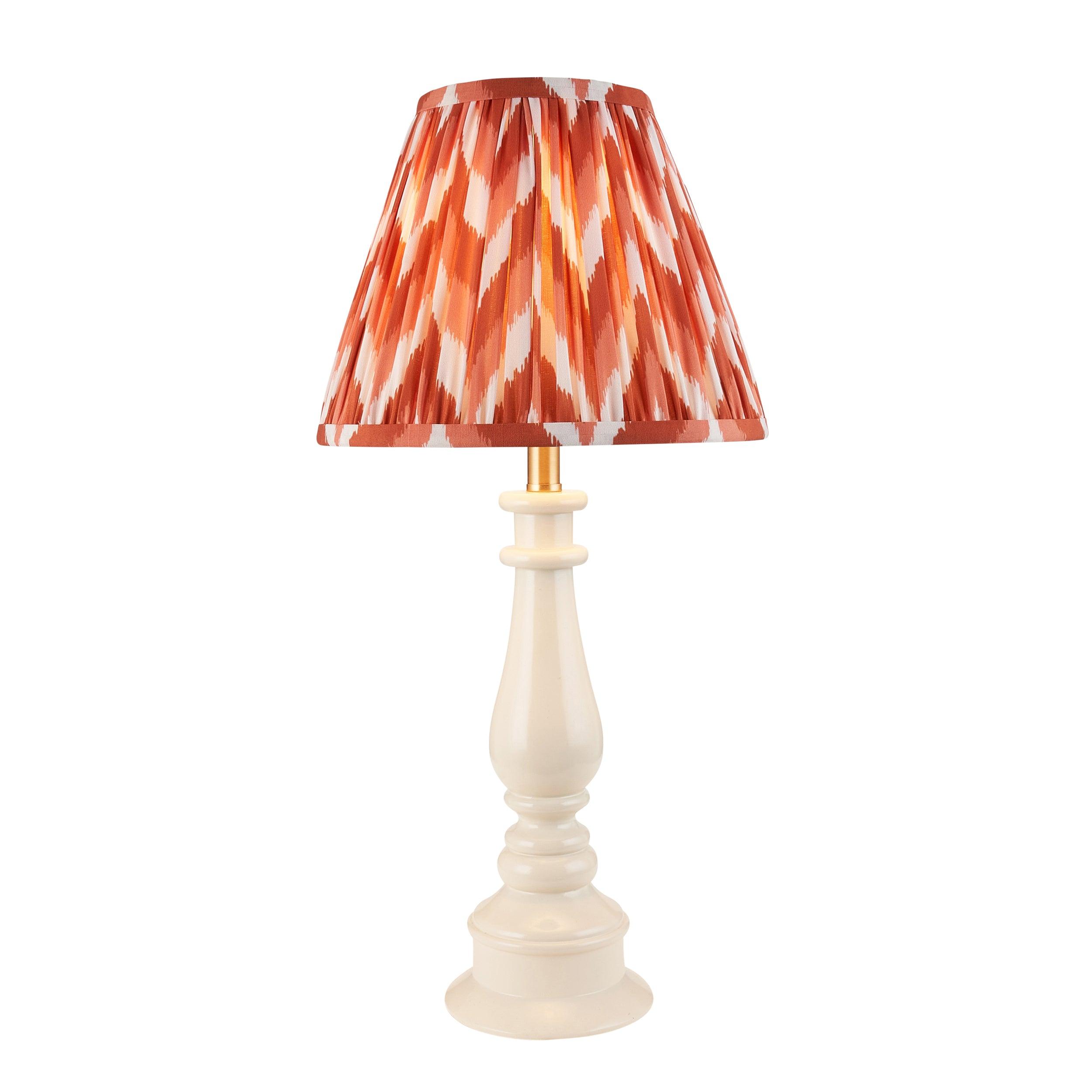 Myrtle White Table Lamp & Zigzag 25cm Apricot Orange Shade